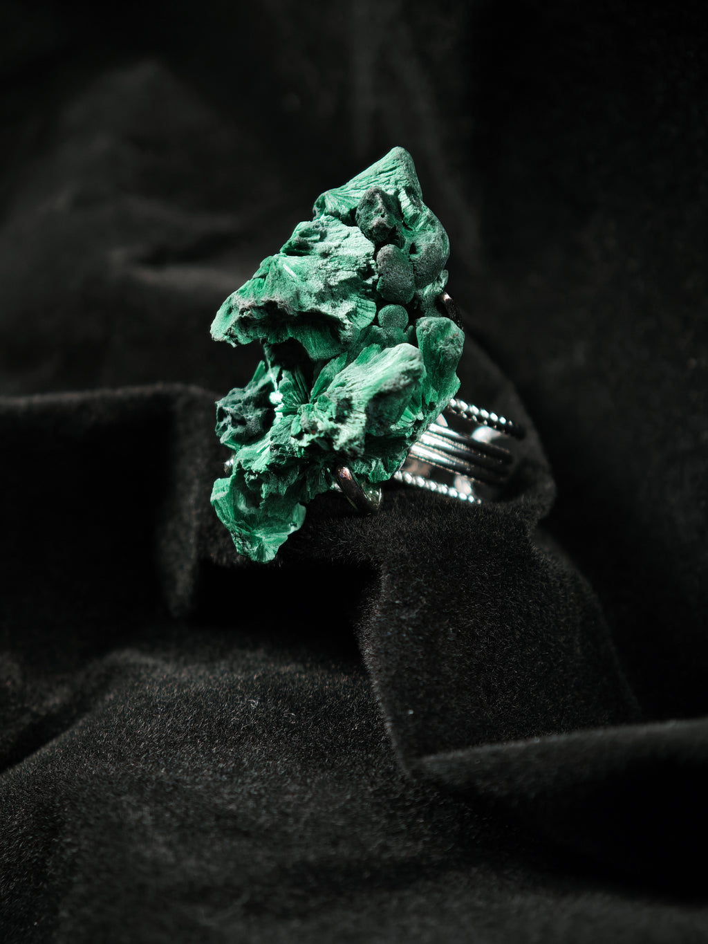 Malachite Adjustable Ring - Natural Mineral - Solo Collection - 001