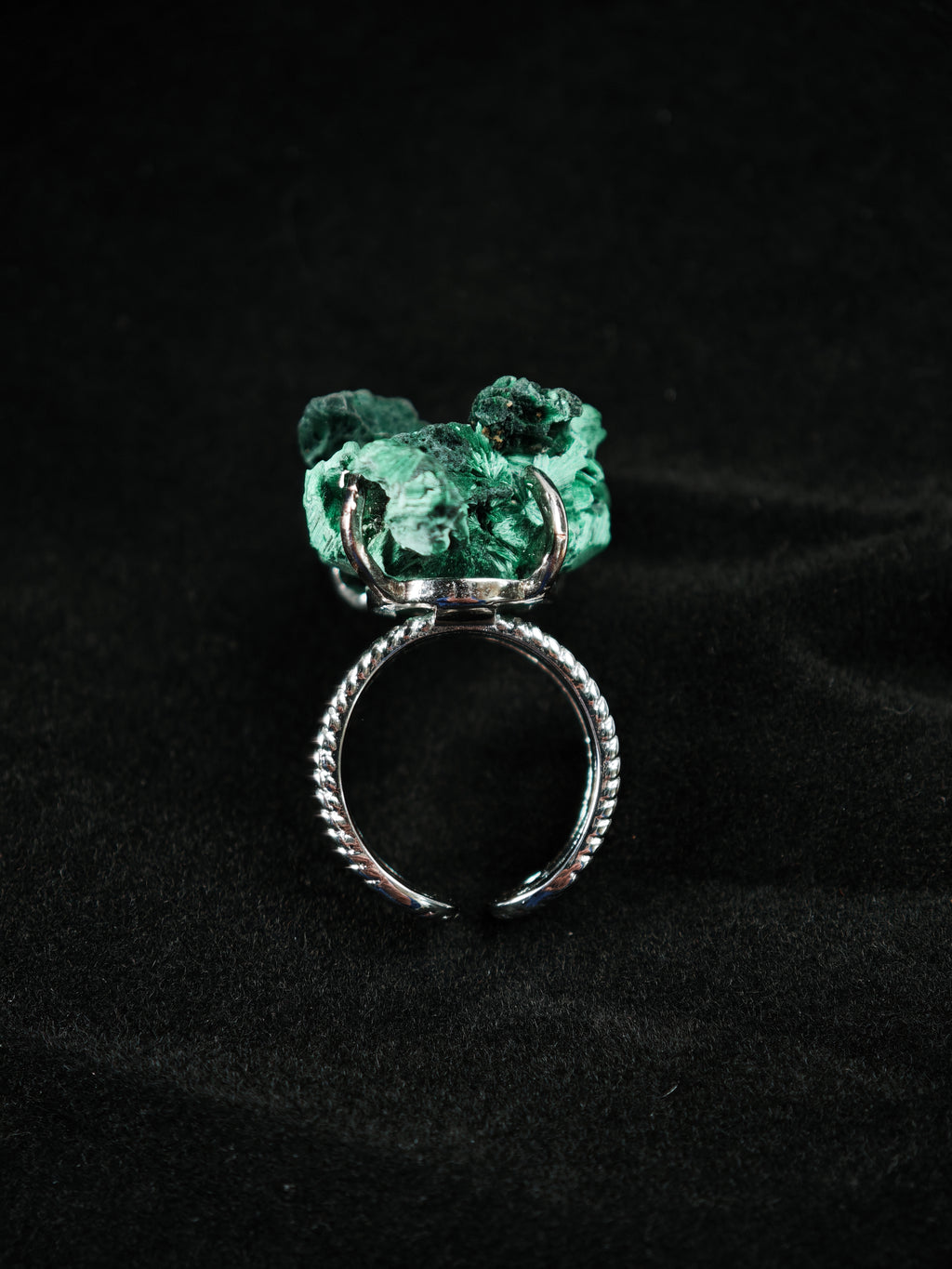 Malachite Adjustable Ring - Natural Mineral - Solo Collection - 001