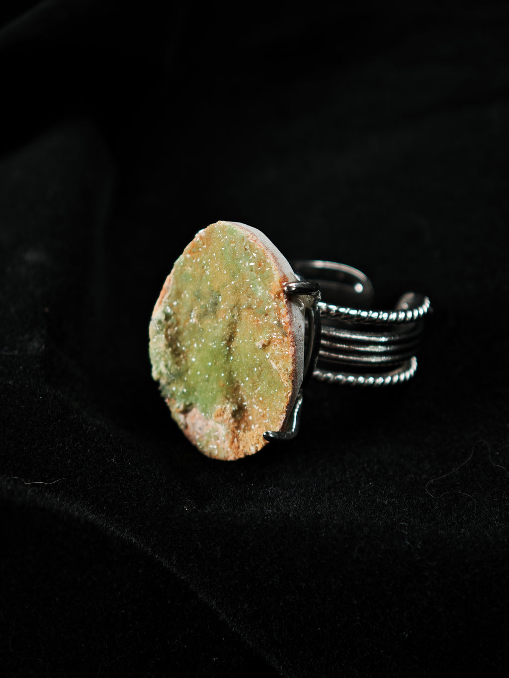 Pyromorphite Adjustable Ring - Natural Mineral - Solo Collection -003