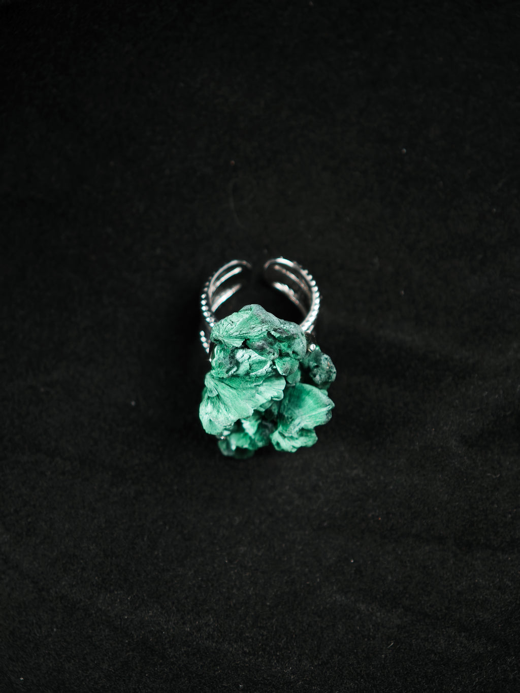 Malachite Adjustable Ring - Natural Mineral - Solo Collection - 001