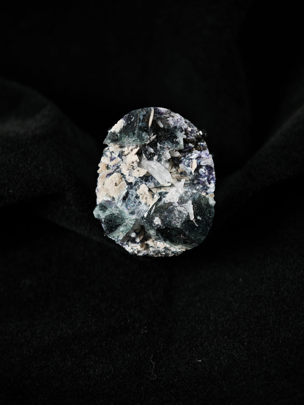 Phantom Fluorite Adjustable Ring - Natural Mineral - Solo Collection -004