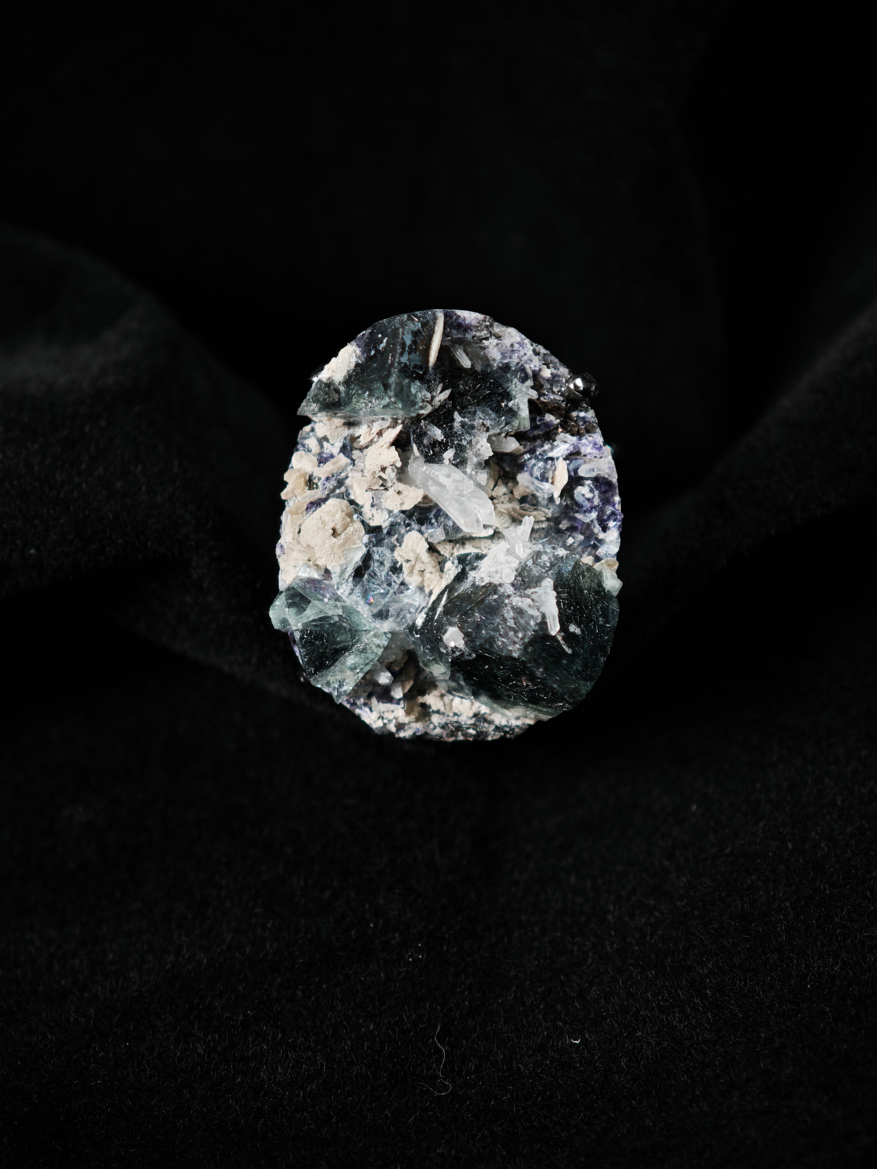 Phantom Fluorite Adjustable Ring - Natural Mineral - Solo Collection -004