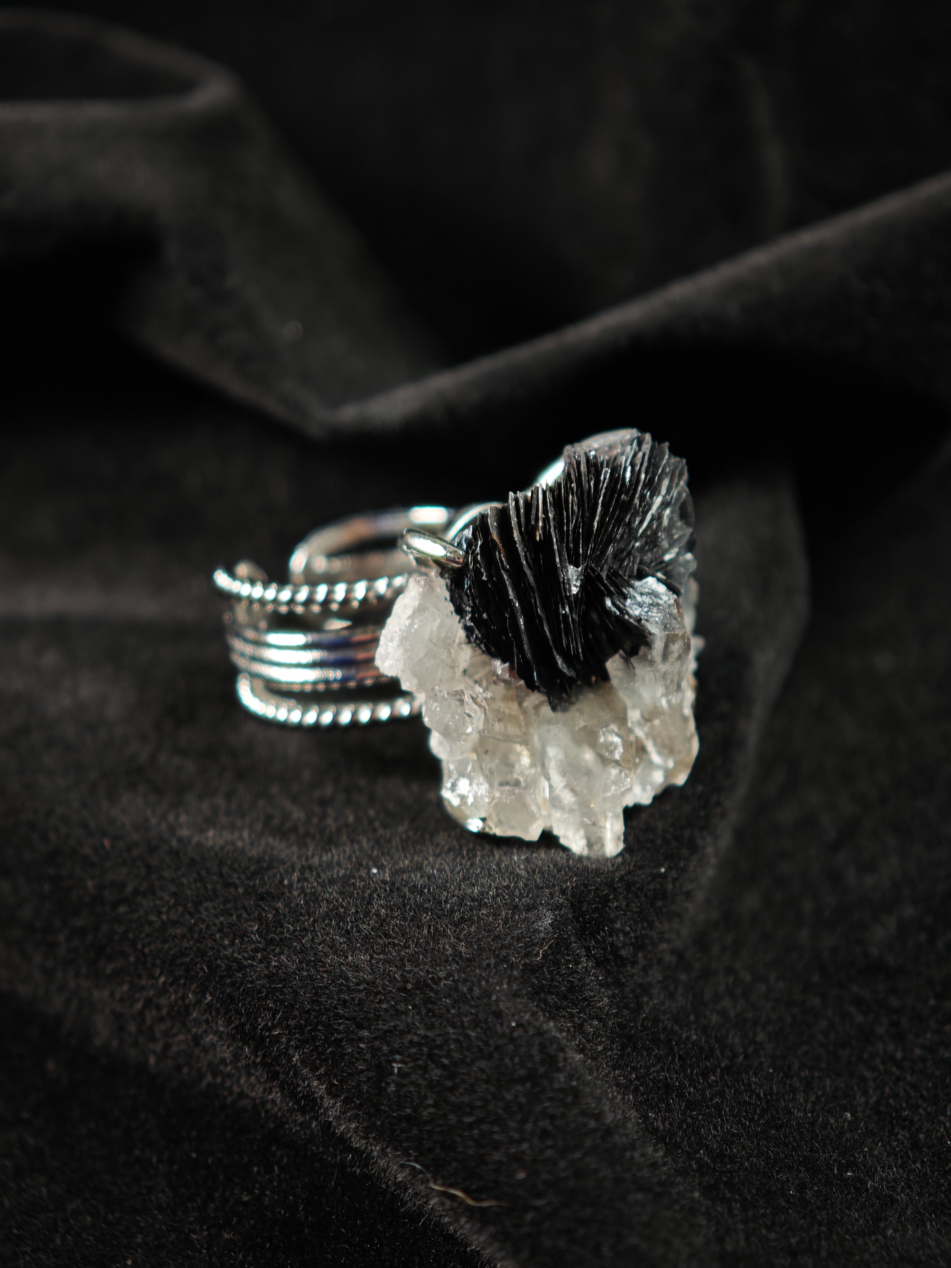 Specular&Crystal Adjustable Ring - Natural Mineral - Solo Collection -009