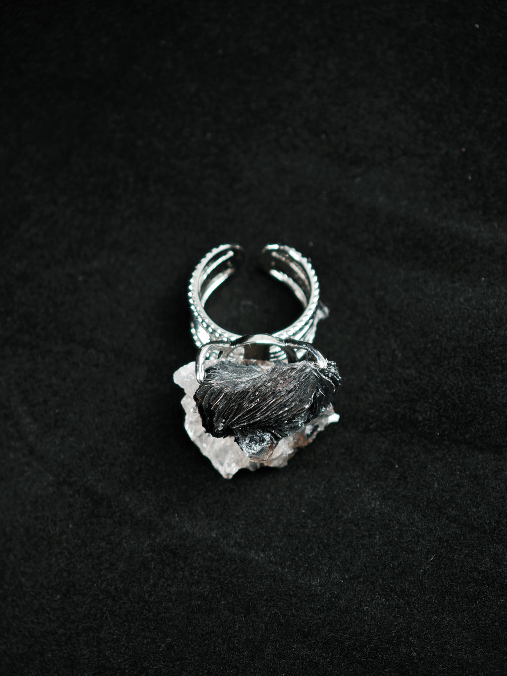 Specular&Crystal Adjustable Ring - Natural Mineral - Solo Collection -009