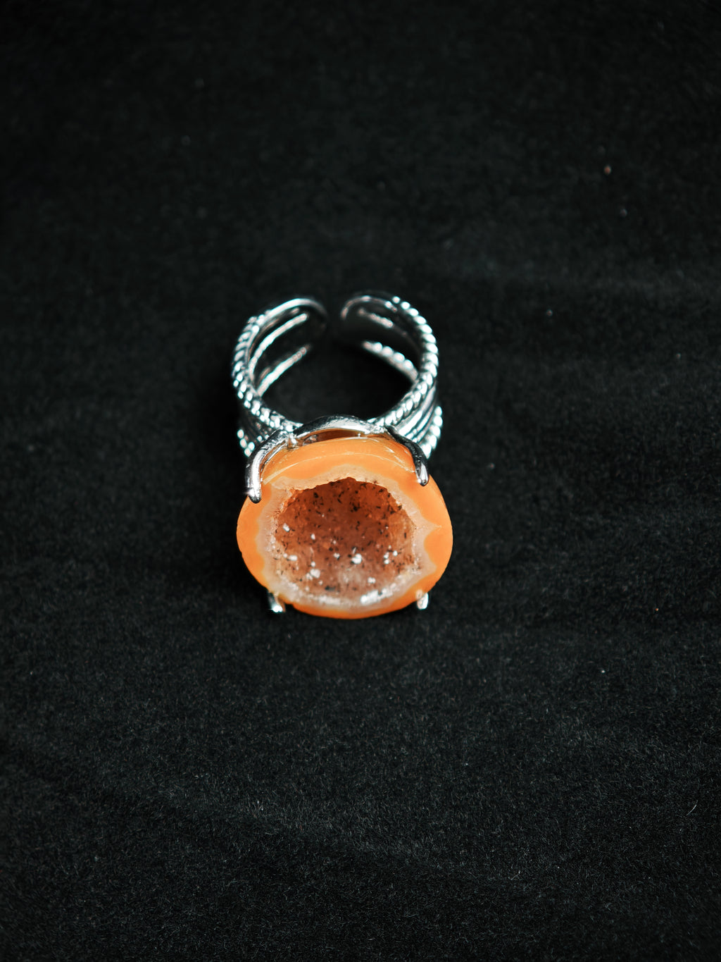 geode Adjustable Ring - Natural Mineral - Solo Collection -010