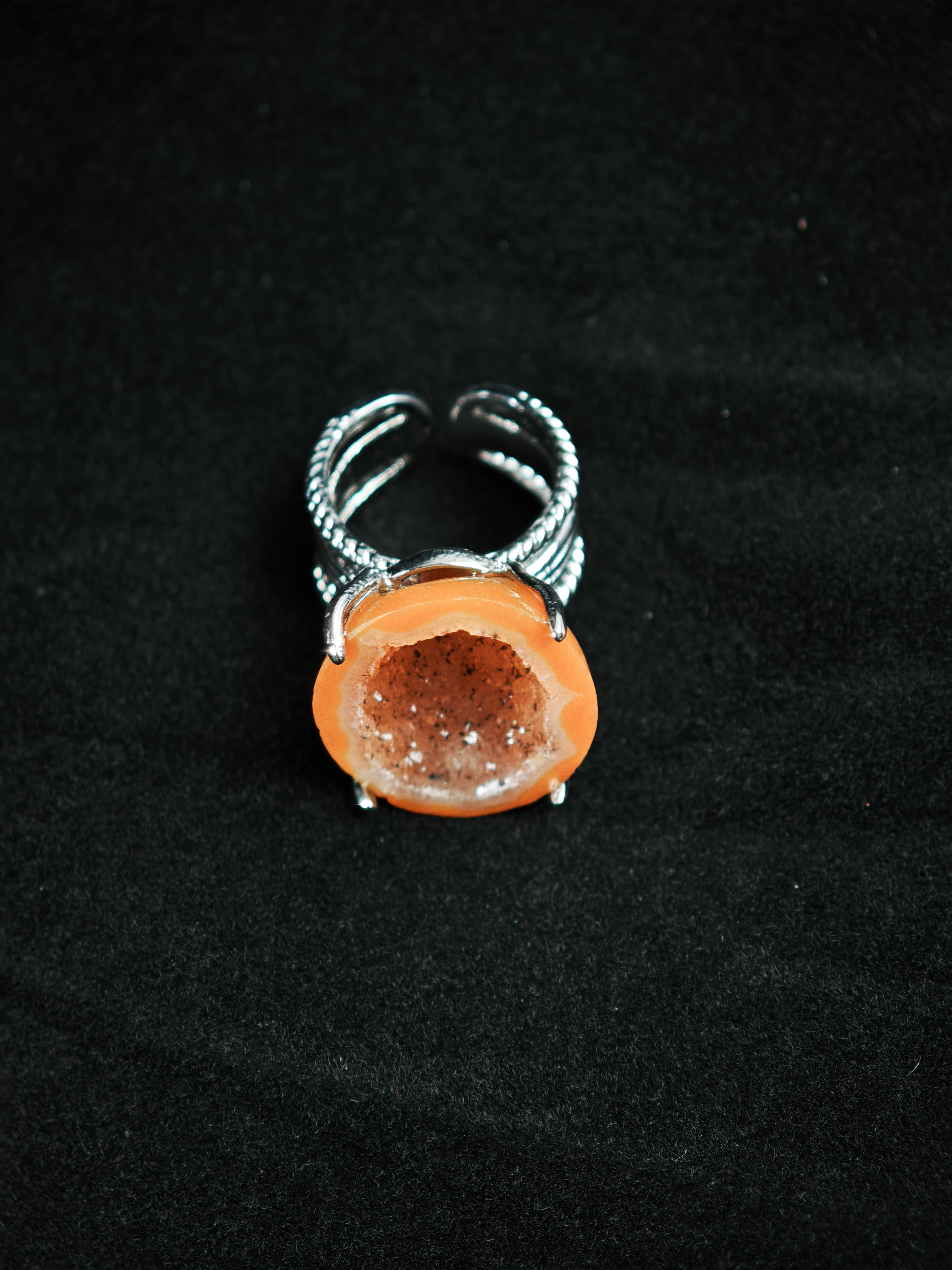 geode Adjustable Ring - Natural Mineral - Solo Collection -010