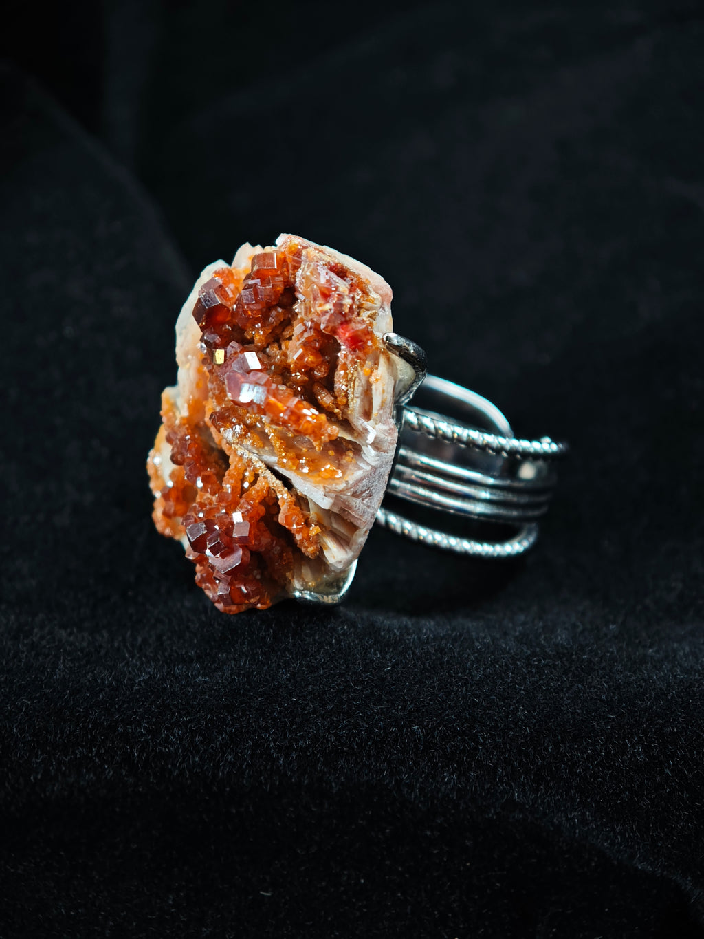 Vanadinite Adjustable Ring - Natural Mineral - Solo Collection -011