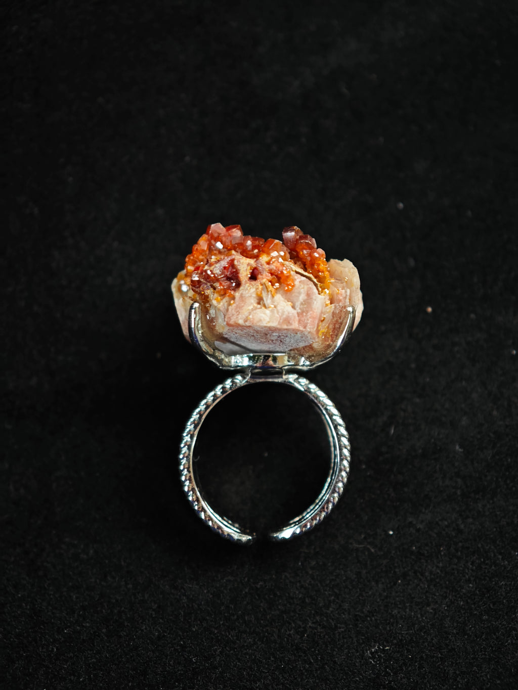 Vanadinite Adjustable Ring - Natural Mineral - Solo Collection -011