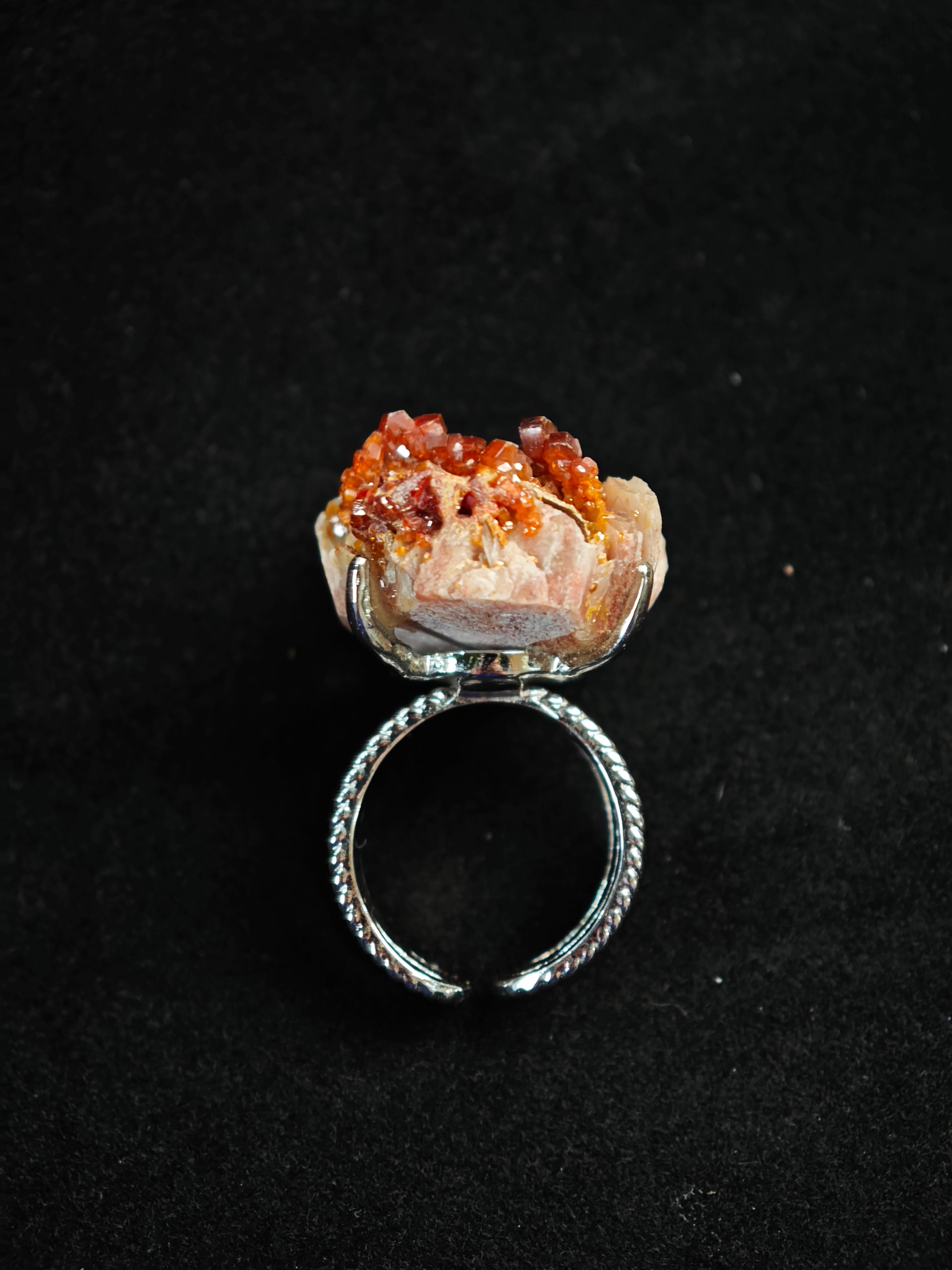 Vanadinite Adjustable Ring - Natural Mineral - Solo Collection -011