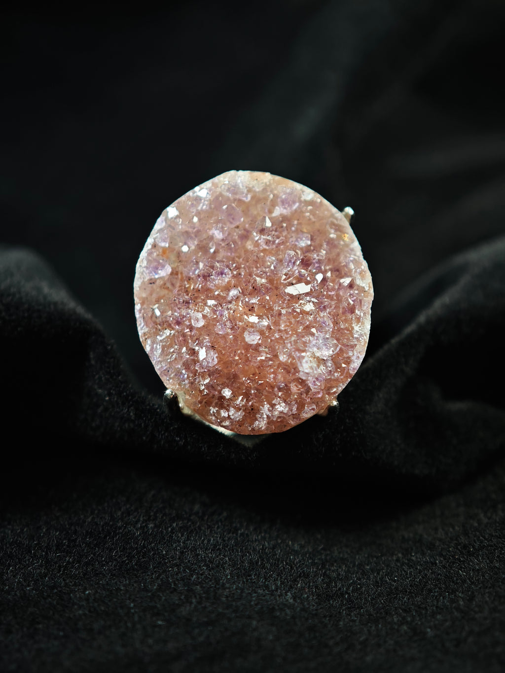 Druzy Quartz Adjustable Ring - Natural Mineral - Solo Collection -014