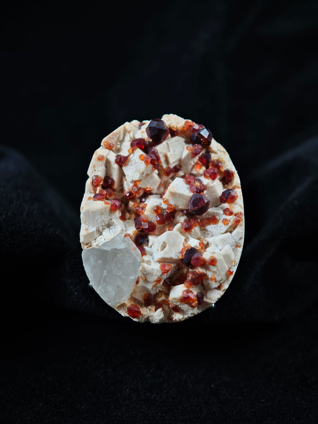 Garnet& Smoky Quartz Adjustable Ring - Natural Mineral - Solo Collection -015