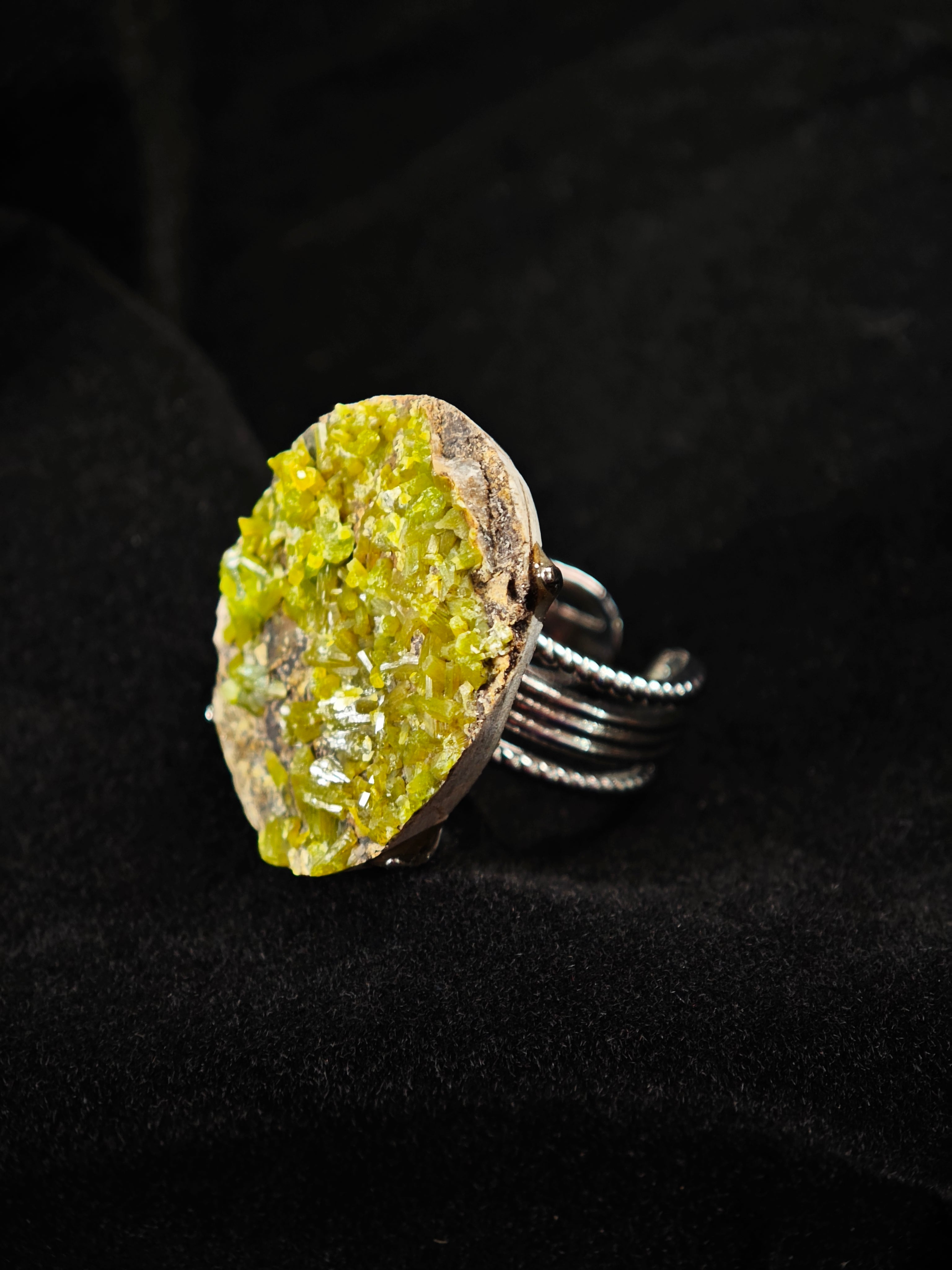 Pyromorphite Adjustable Ring - Natural Mineral - Solo Collection -016