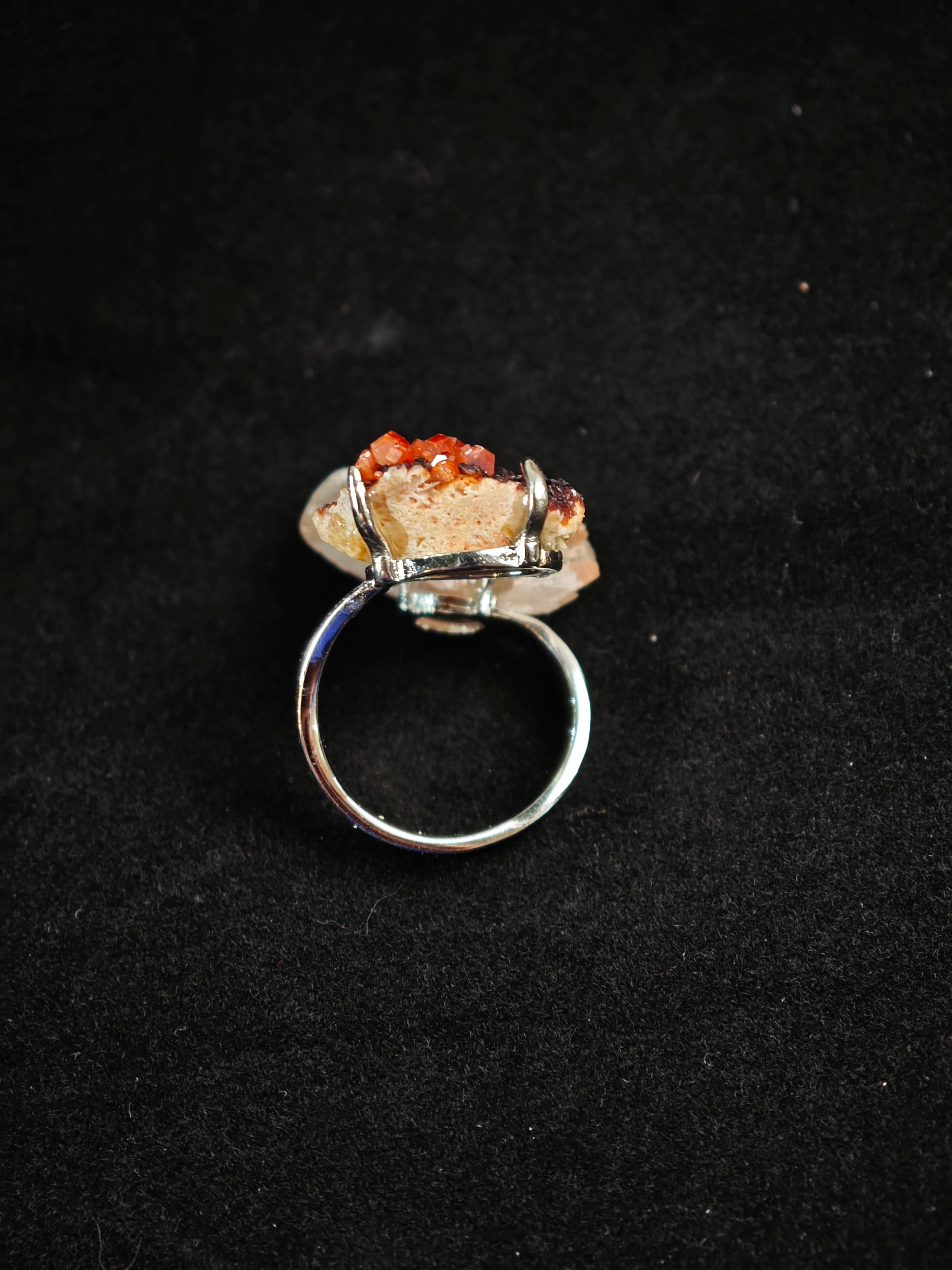 Garnet&Creedite Adjustable Ring - Natural Mineral - Duo Collection -017