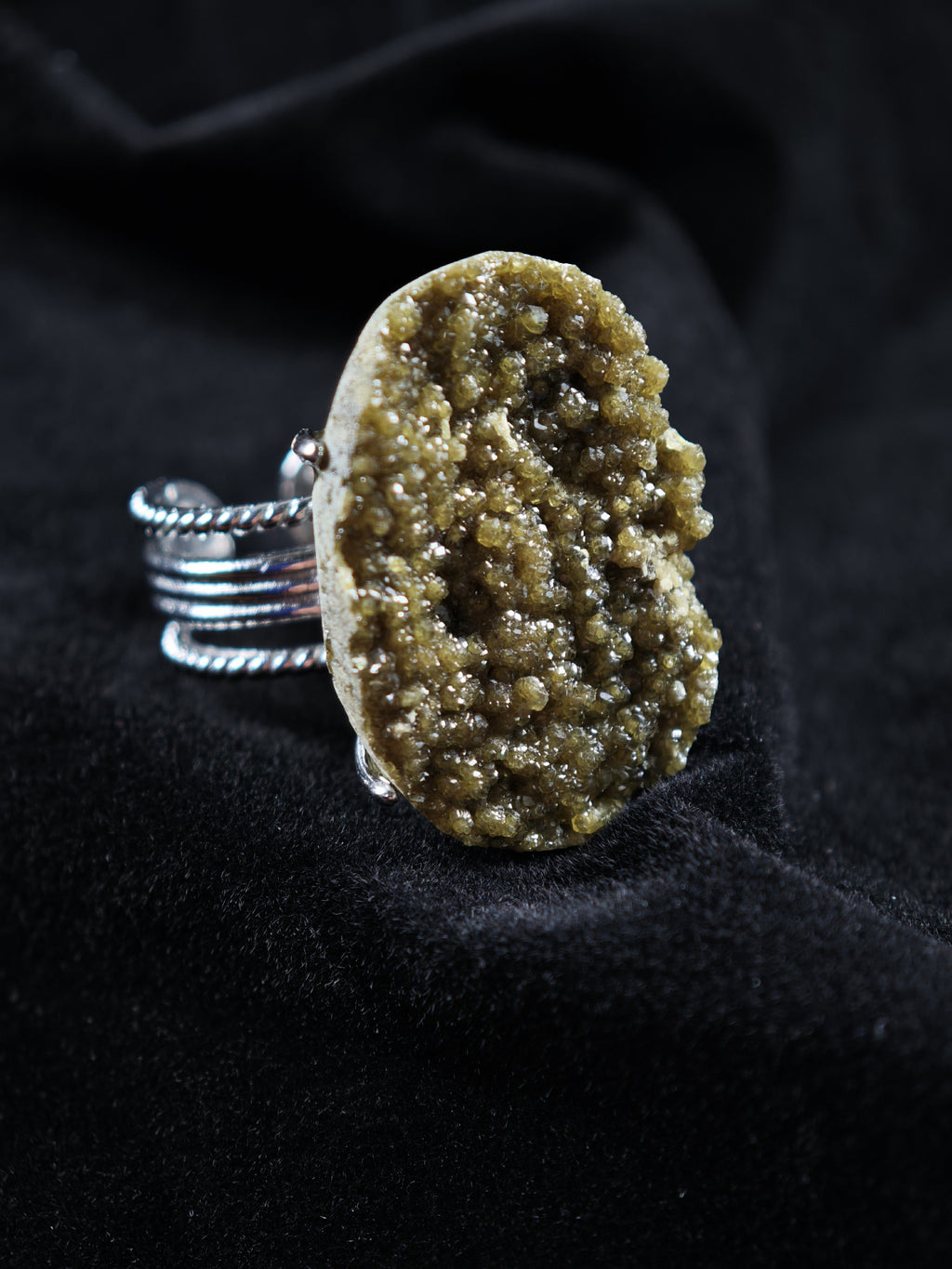 Andradite Adjustable Ring - Natural Mineral - Solo Collection -023