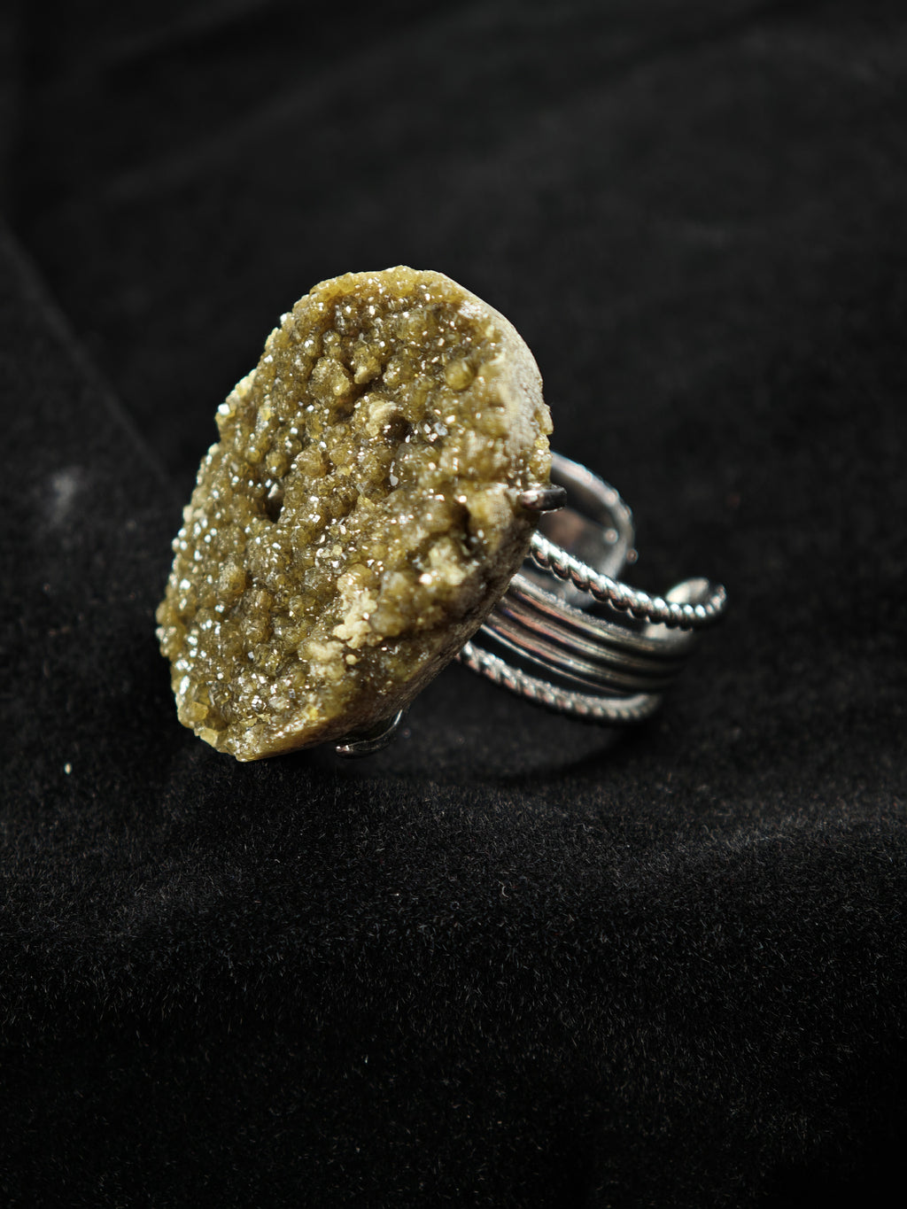 Andradite Adjustable Ring - Natural Mineral - Solo Collection -023