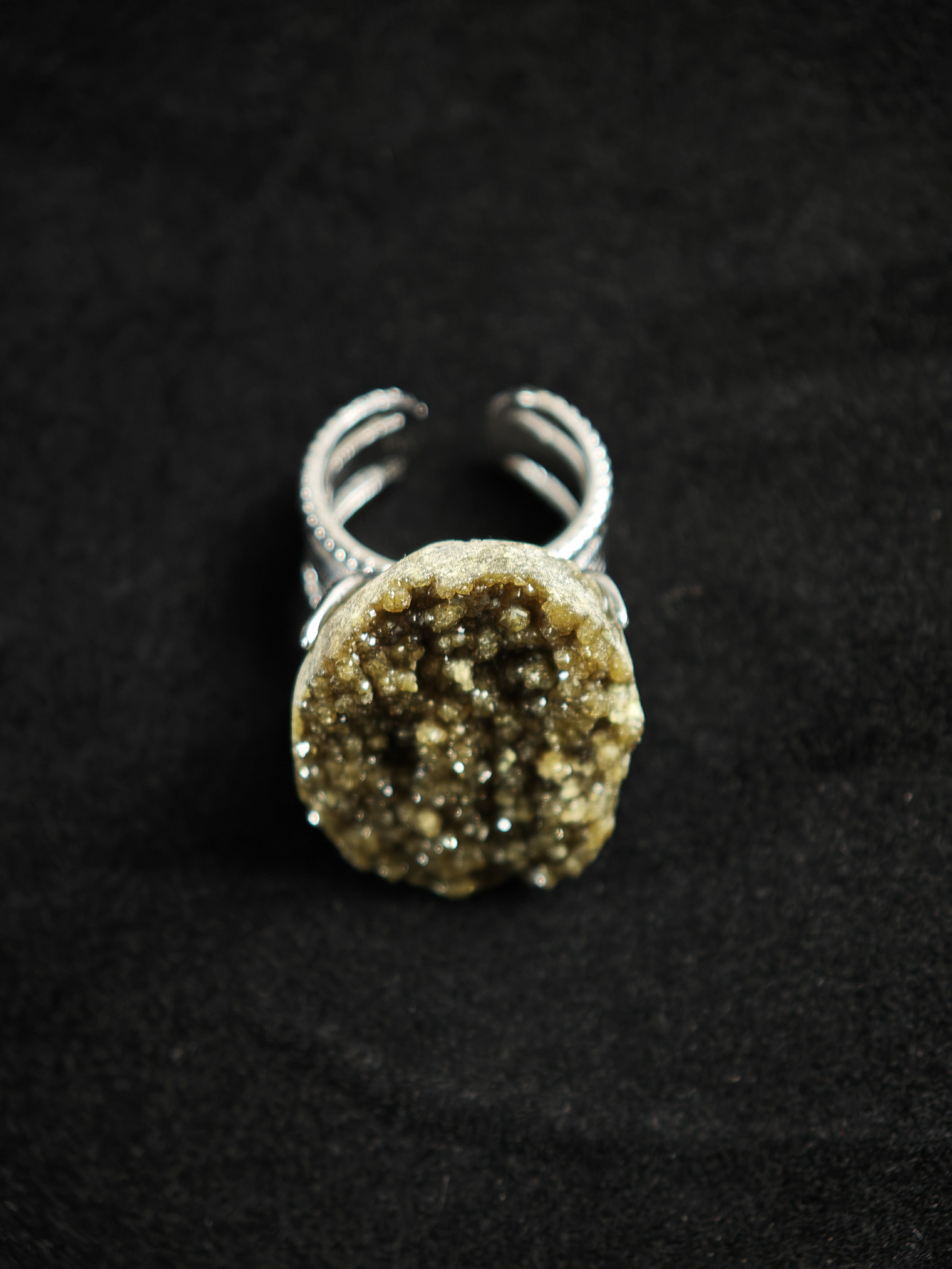 Andradite Adjustable Ring - Natural Mineral - Solo Collection -023