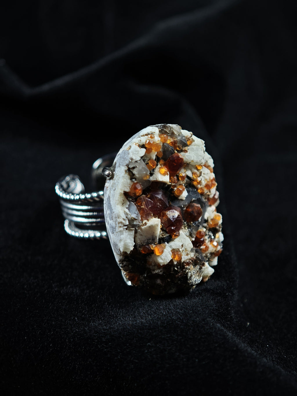Garnet Adjustable Ring - Natural Mineral - Solo Collection -024