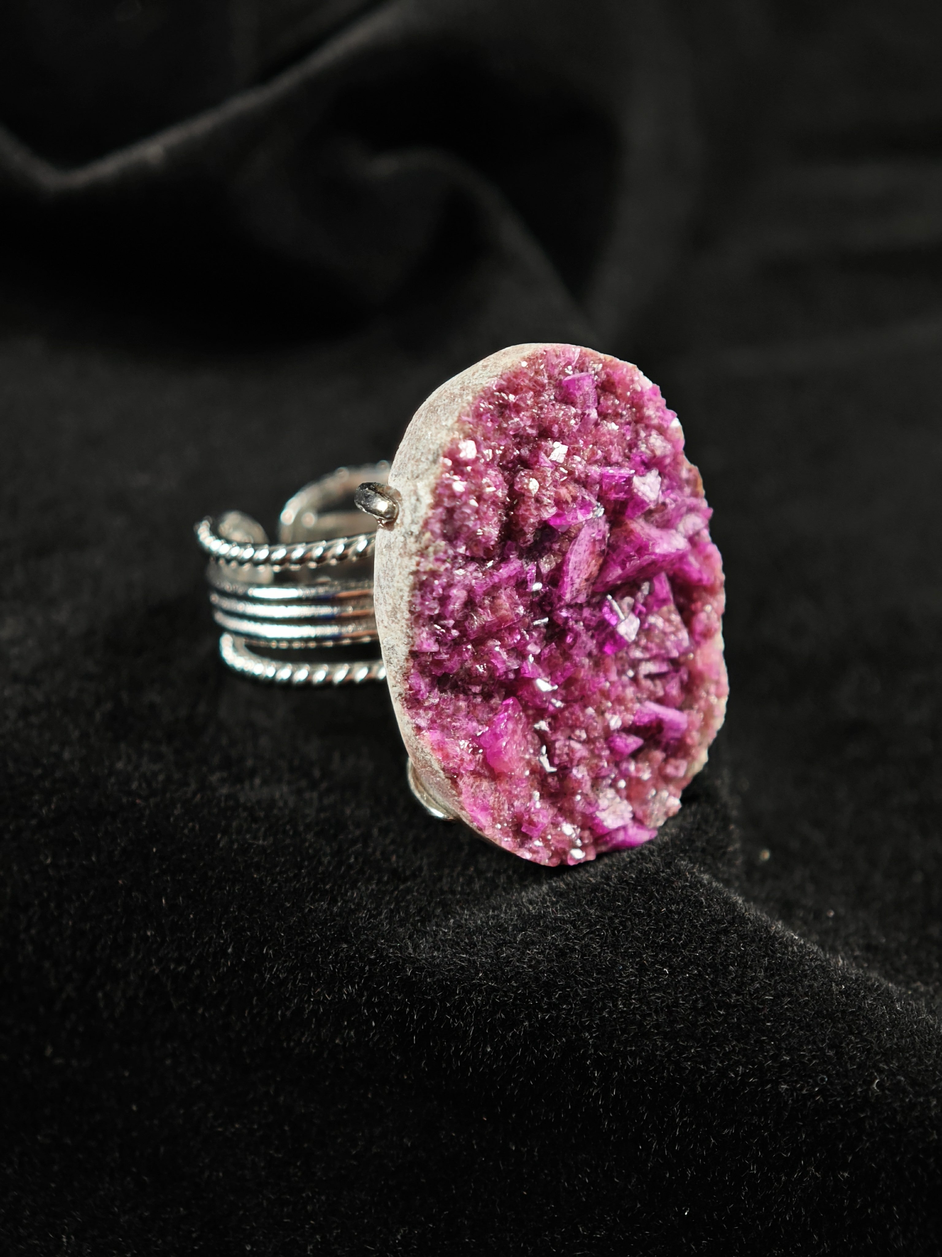 Cobaltoan Calcite Adjustable Ring - Natural Mineral - Solo Collection -028