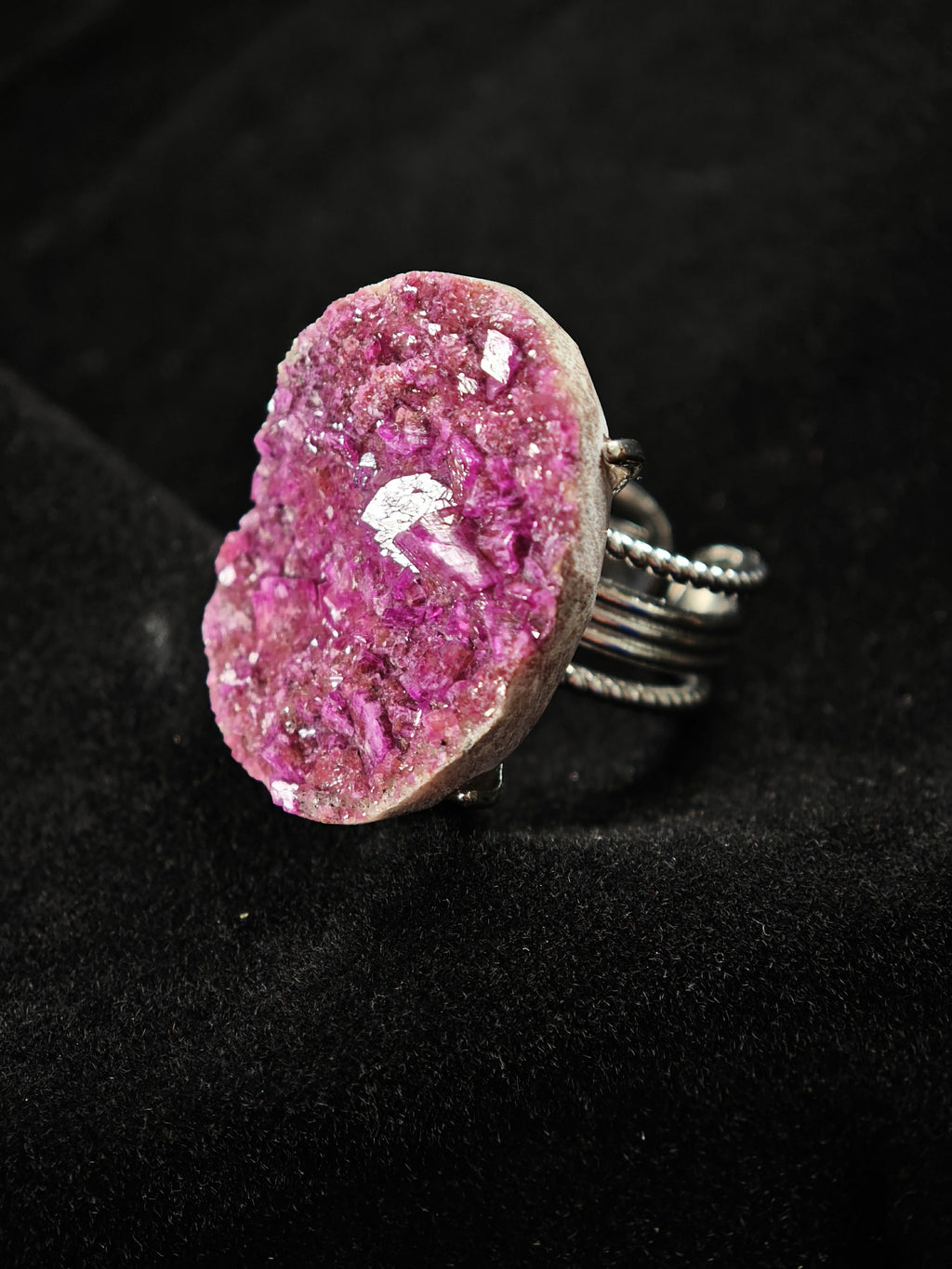 Cobaltoan Calcite Adjustable Ring - Natural Mineral - Solo Collection -028