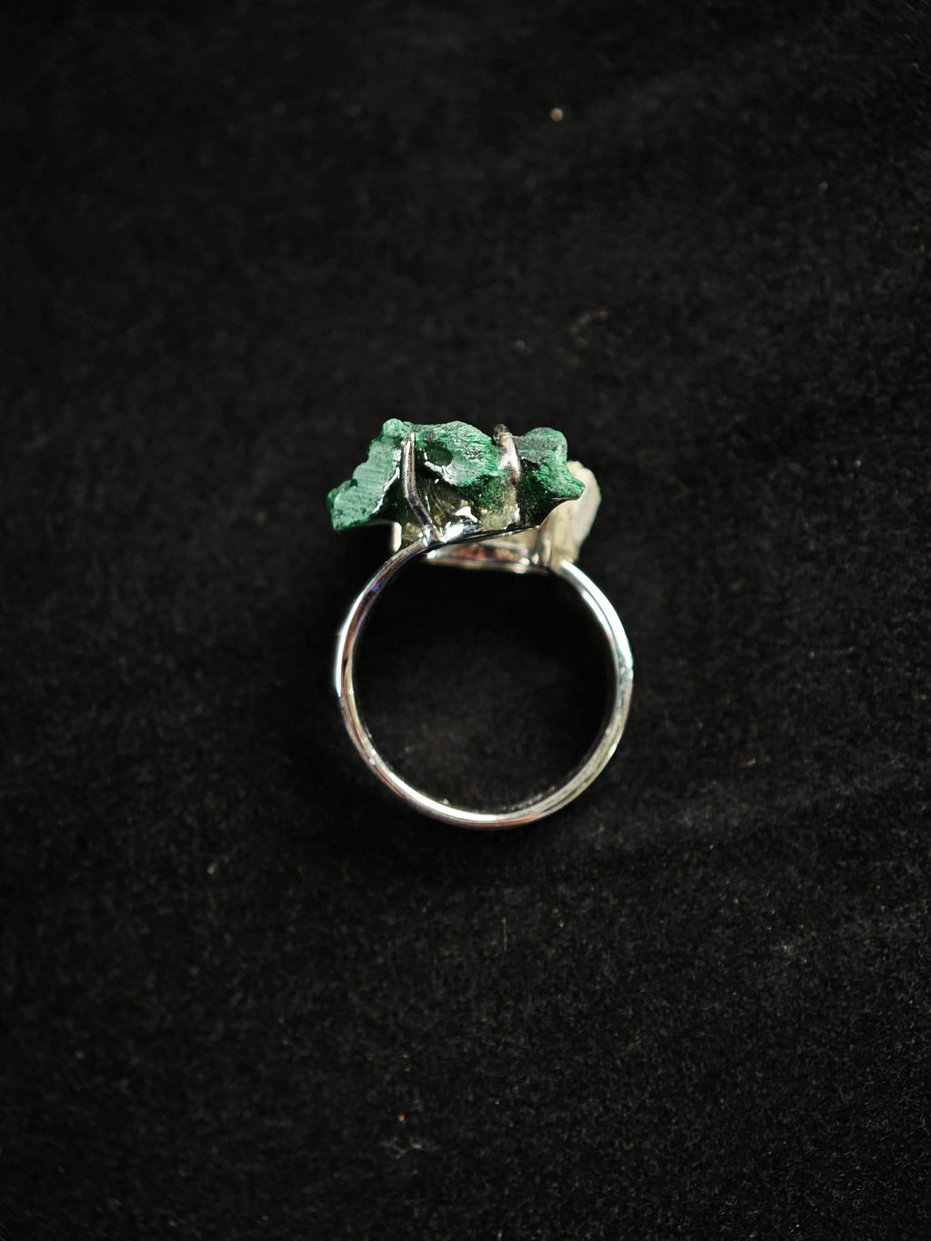 Malachite&Pyromorphite Adjustable Ring - Natural Mineral - Duo Collection -031