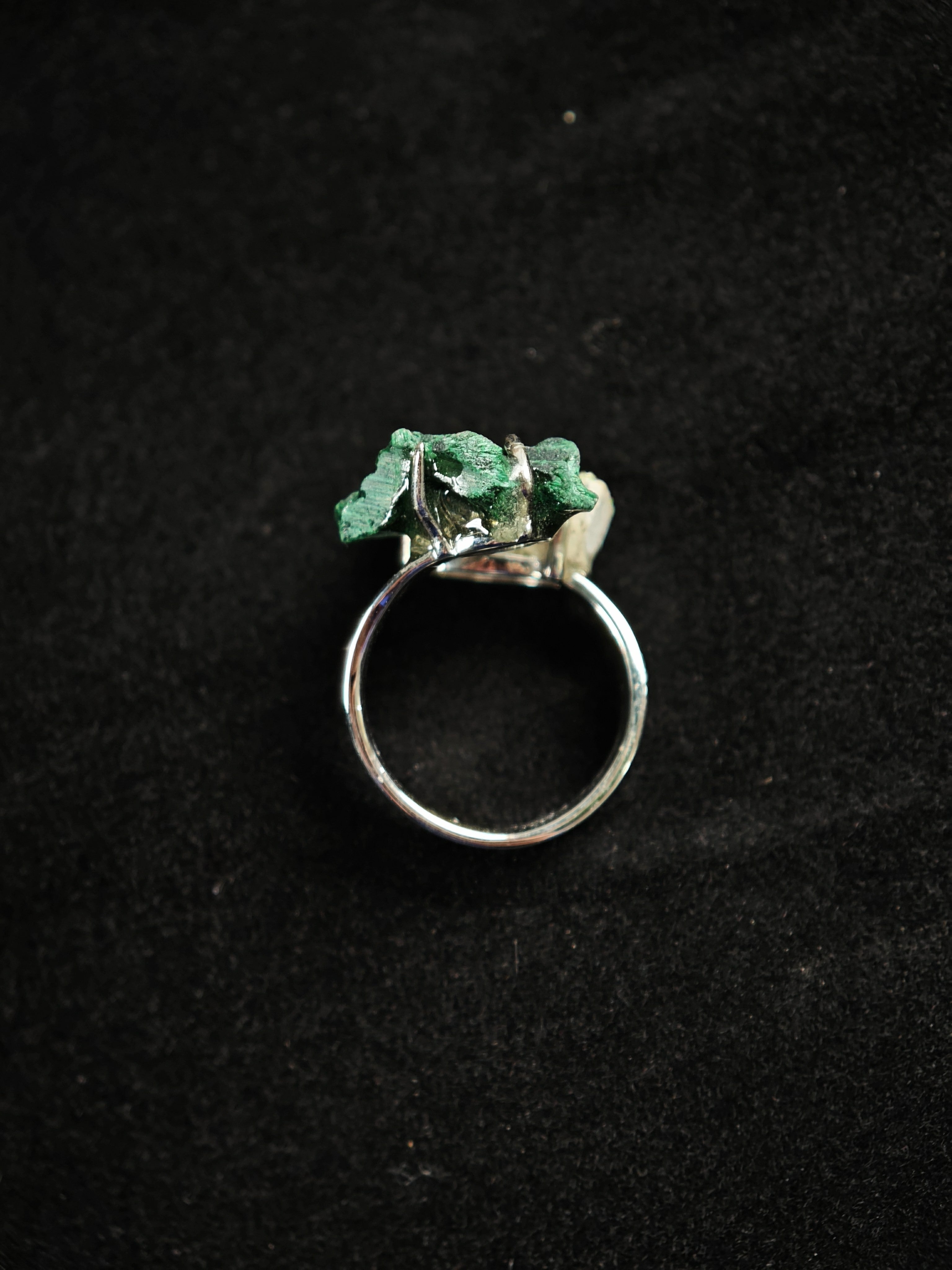 Malachite&Pyromorphite Adjustable Ring - Natural Mineral - Duo Collection -031