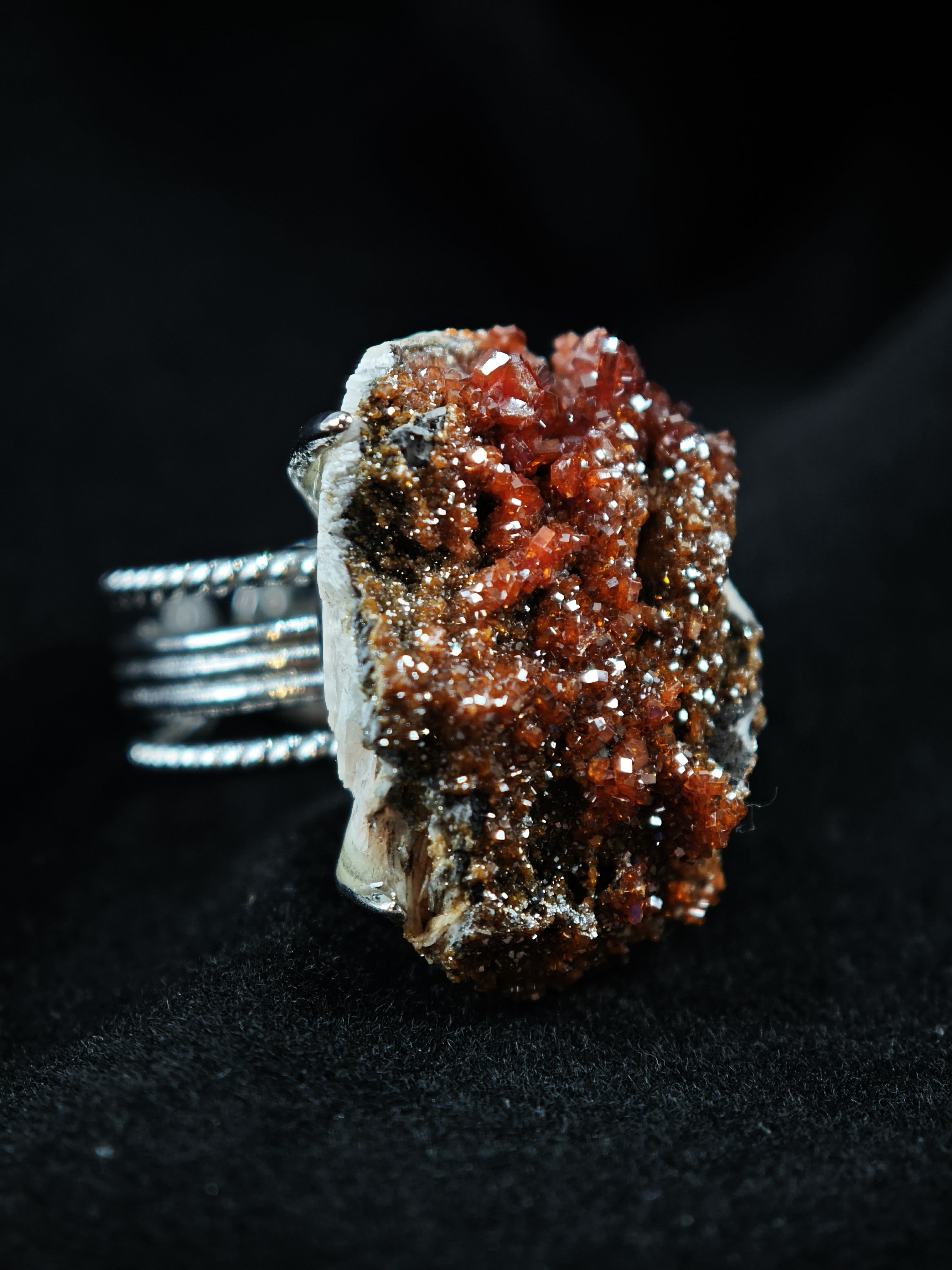 Vanadinite Adjustable Ring - Natural Mineral - Solo Collection -035