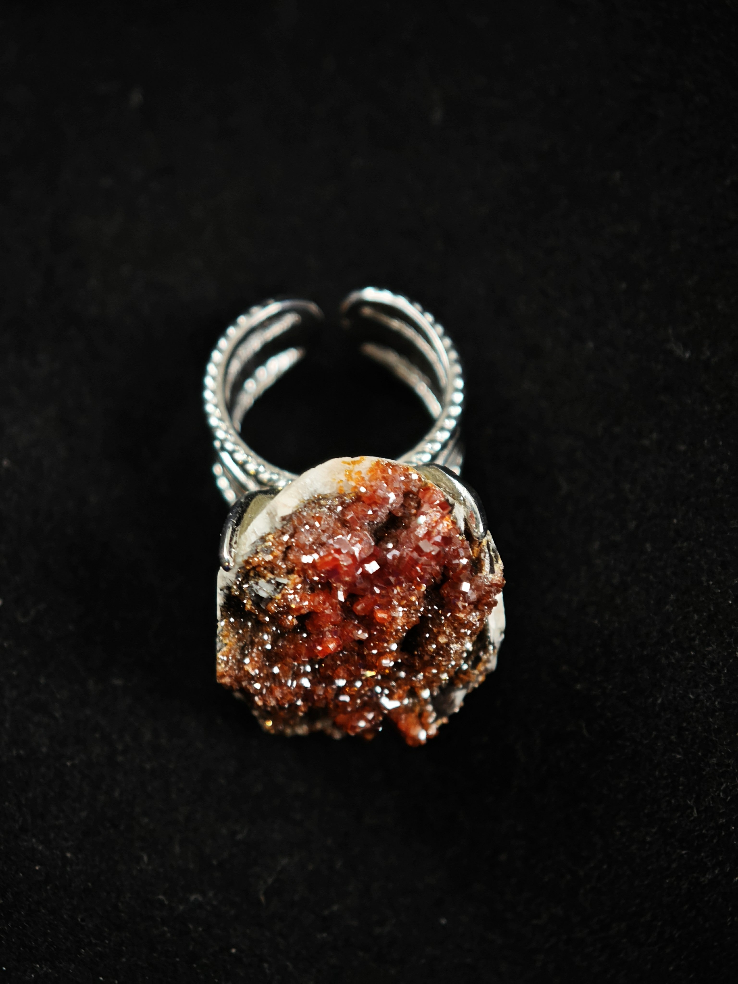 Vanadinite Adjustable Ring - Natural Mineral - Solo Collection -035