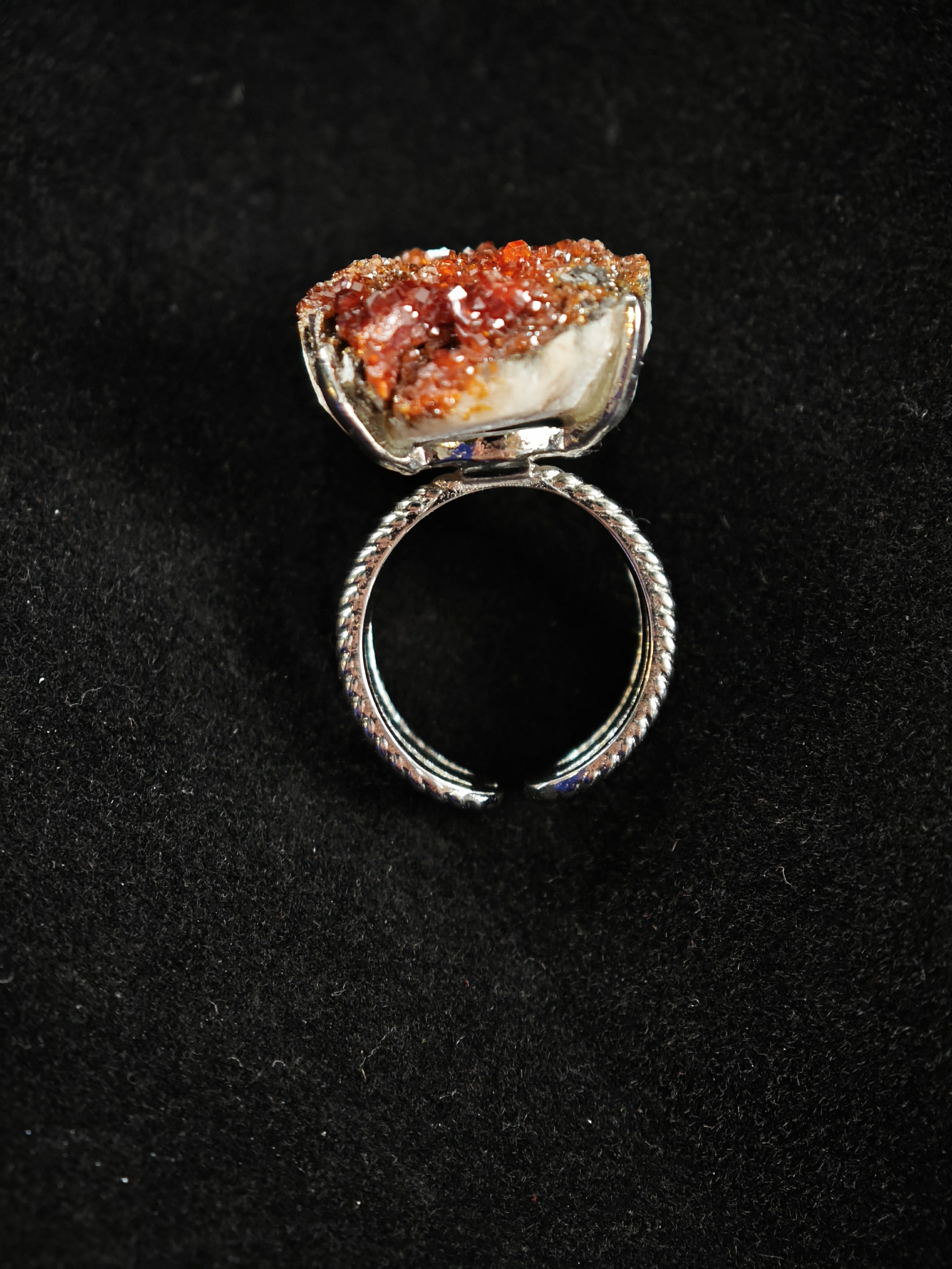 Vanadinite Adjustable Ring - Natural Mineral - Solo Collection -035