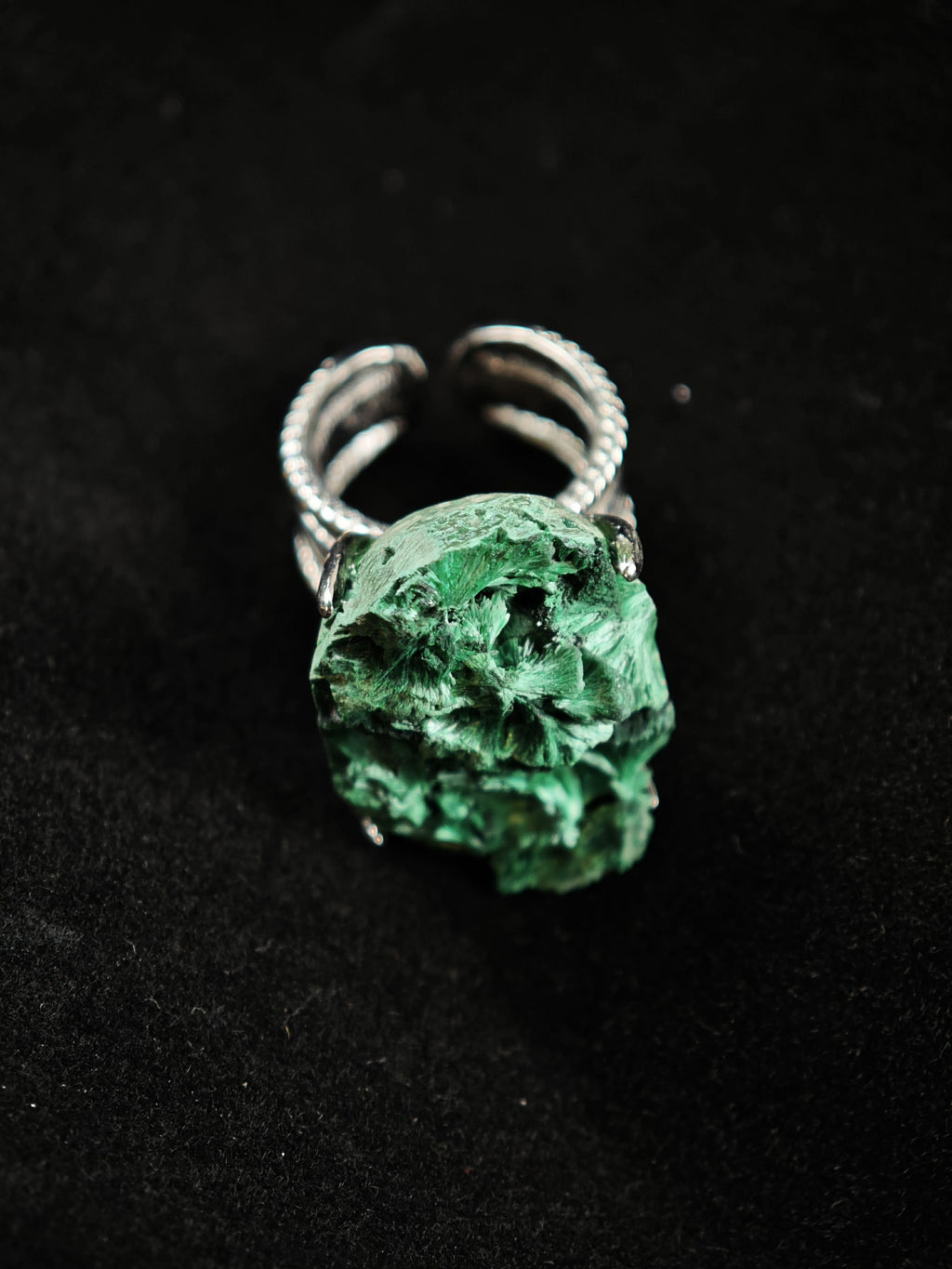 Malachite Adjustable Ring - Natural Mineral - Solo Collection -036