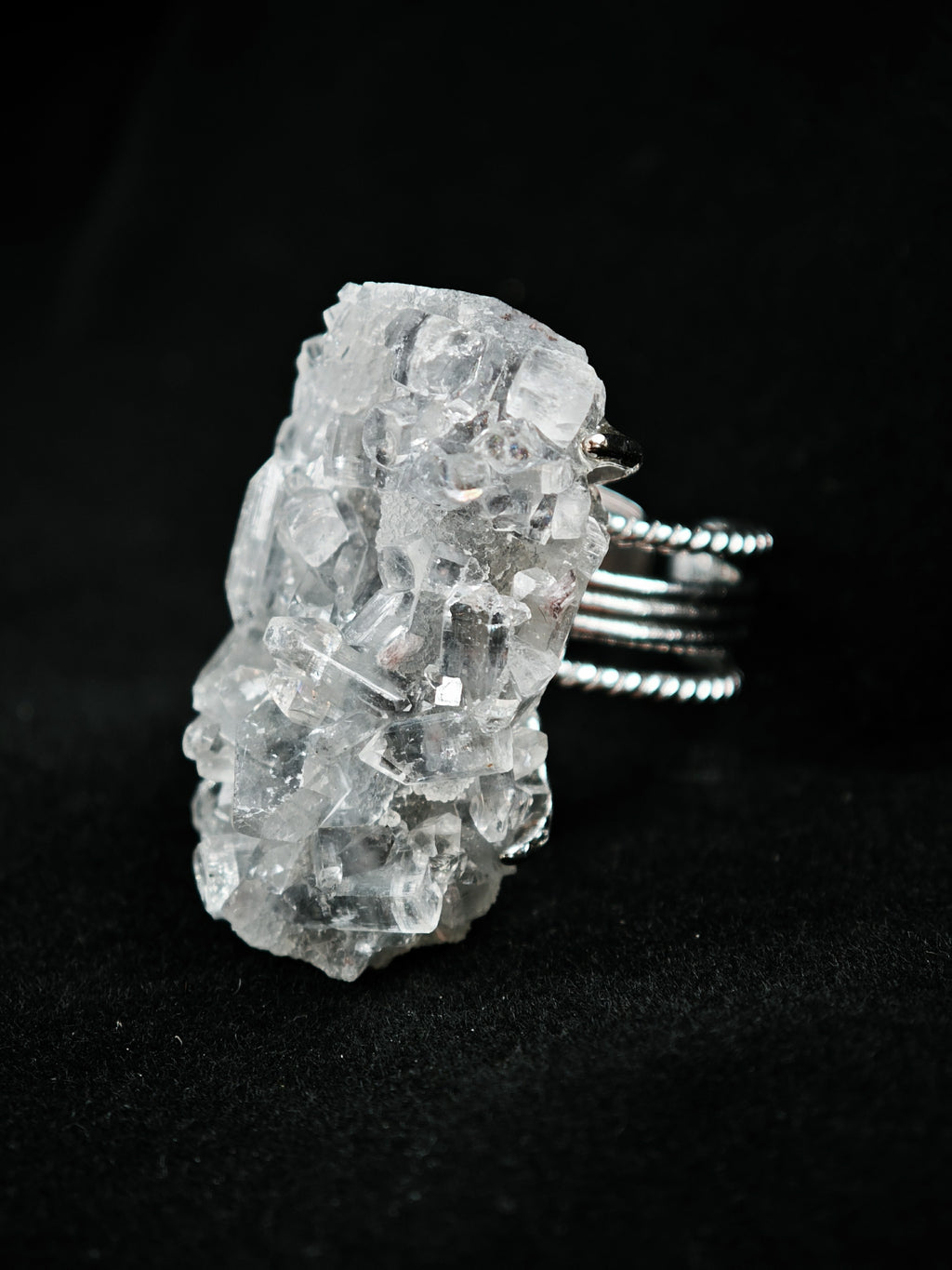Apophyllite Adjustable Ring - Natural Mineral - Solo Collection -037