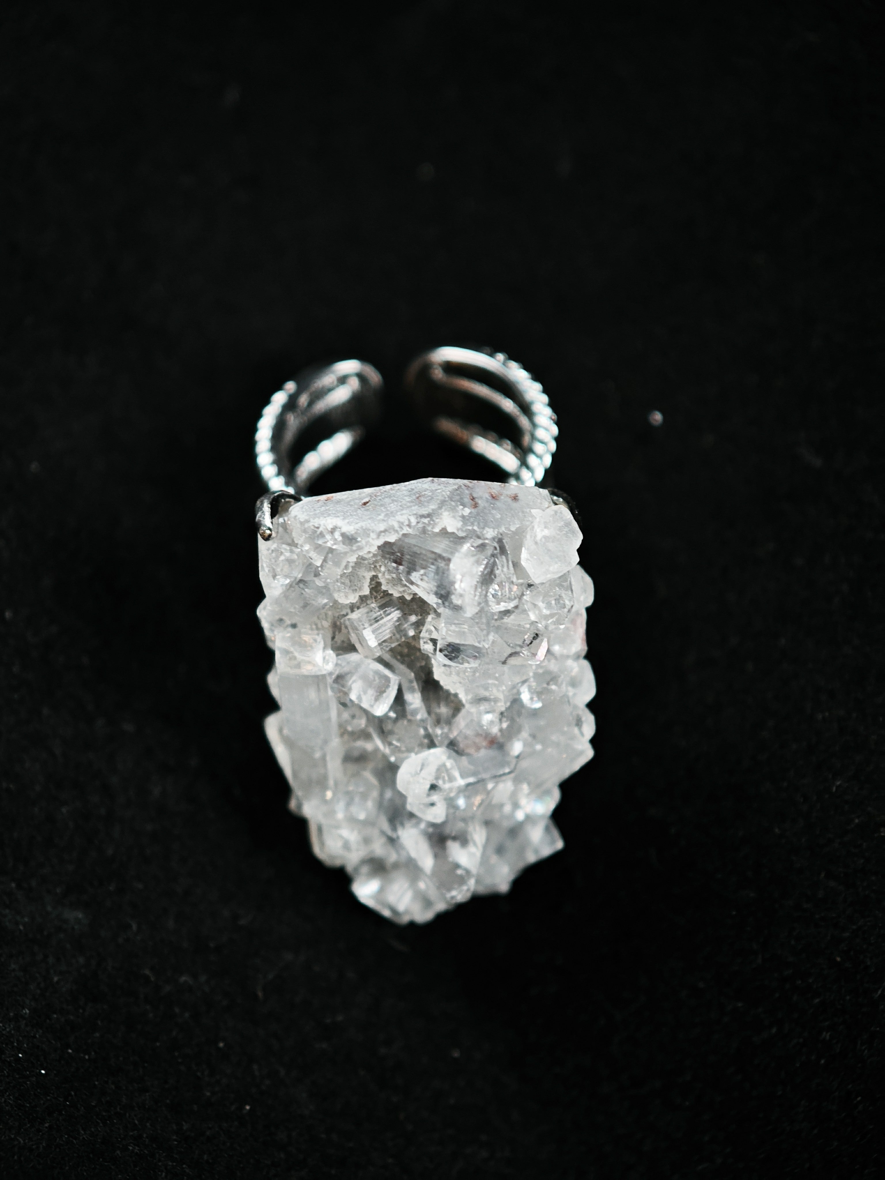 Apophyllite Adjustable Ring - Natural Mineral - Solo Collection -037
