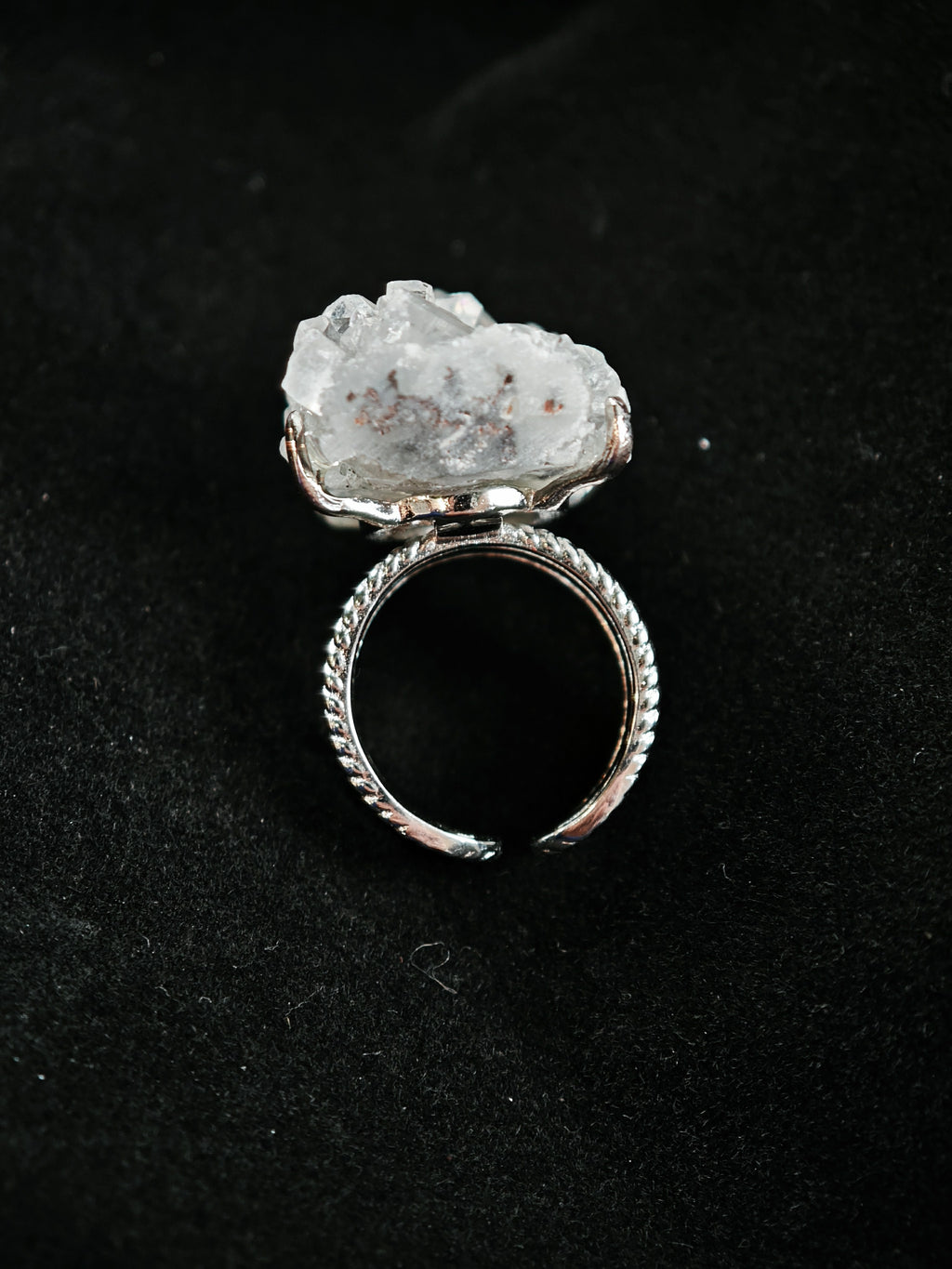 Apophyllite Adjustable Ring - Natural Mineral - Solo Collection -037