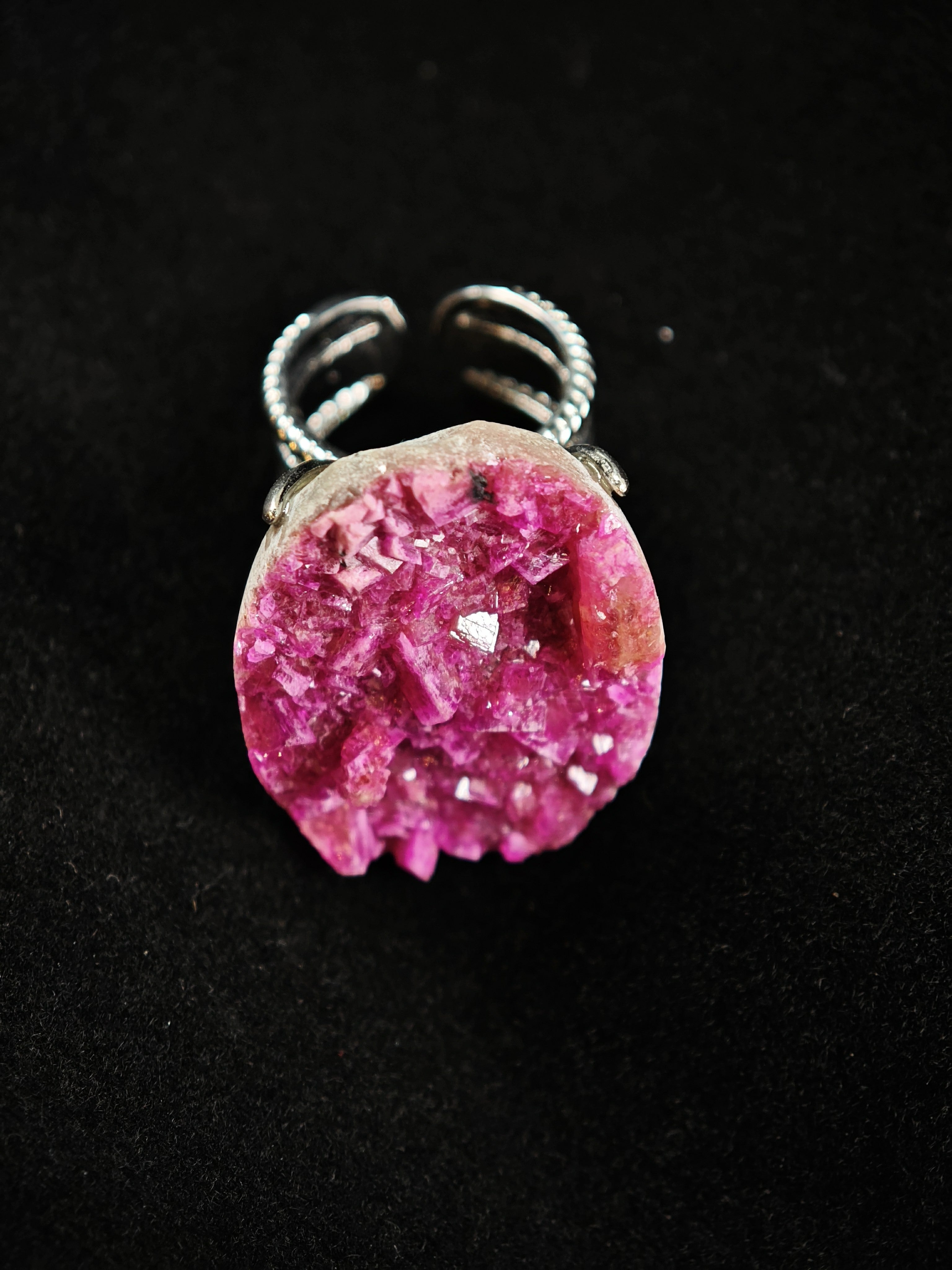 Cobaltoan Calcite Adjustable Ring - Natural Mineral - Solo Collection -039