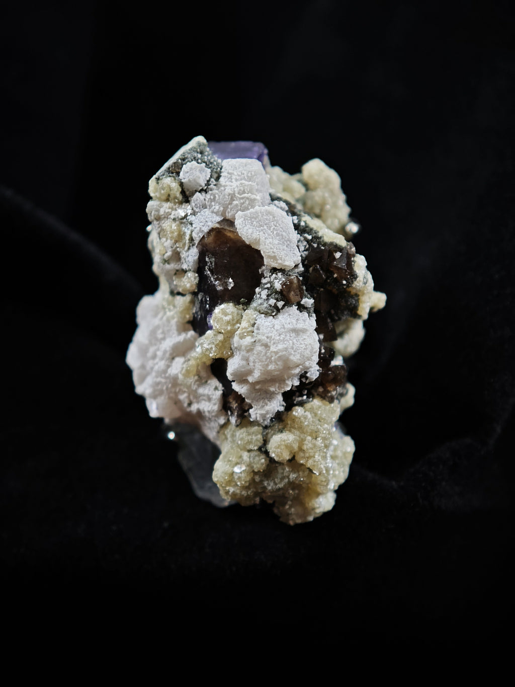 Mica&YGX Fluorite&Smoky Quartz Adjustable Ring - Natural Mineral - Solo Collection -040