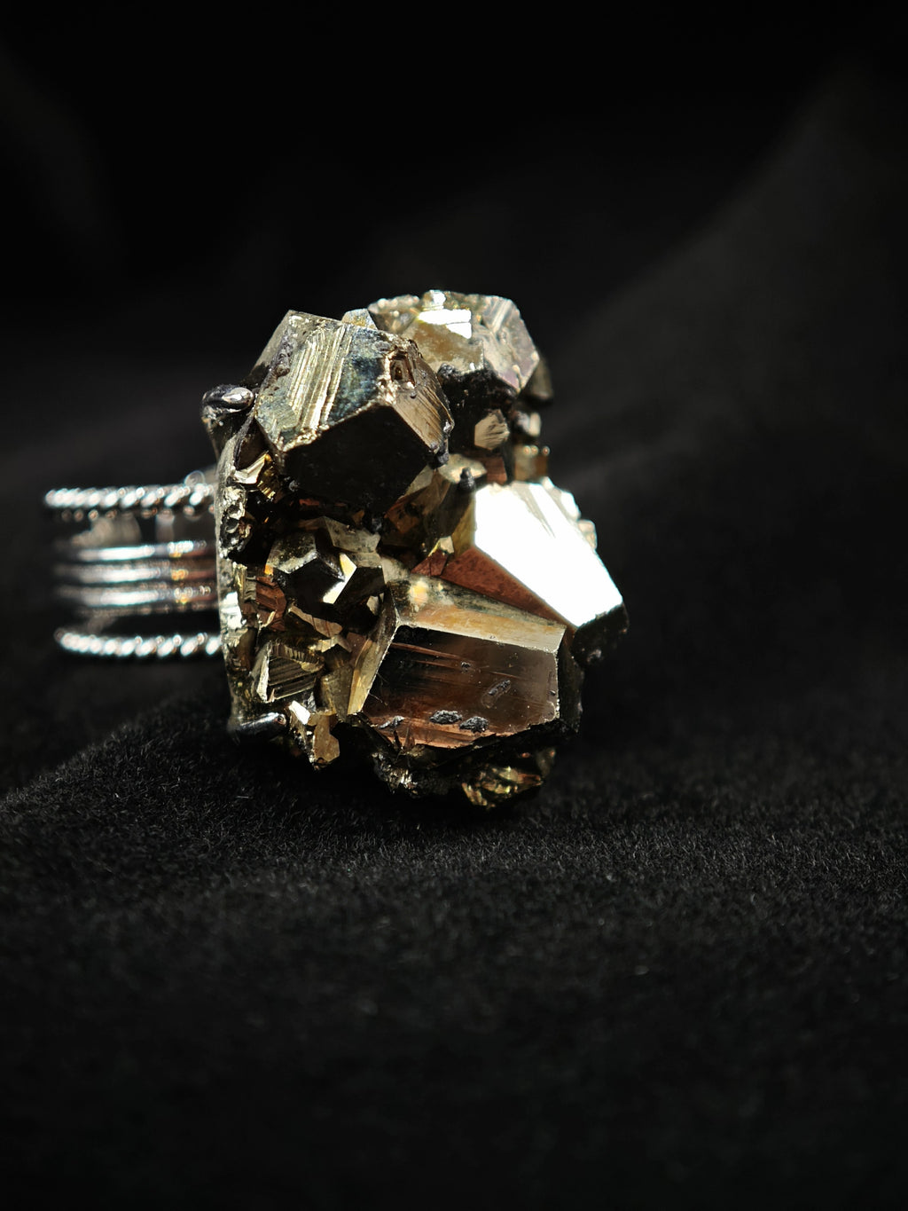 Chalcopyrite Adjustable Ring - Natural Mineral - Solo Collection -043