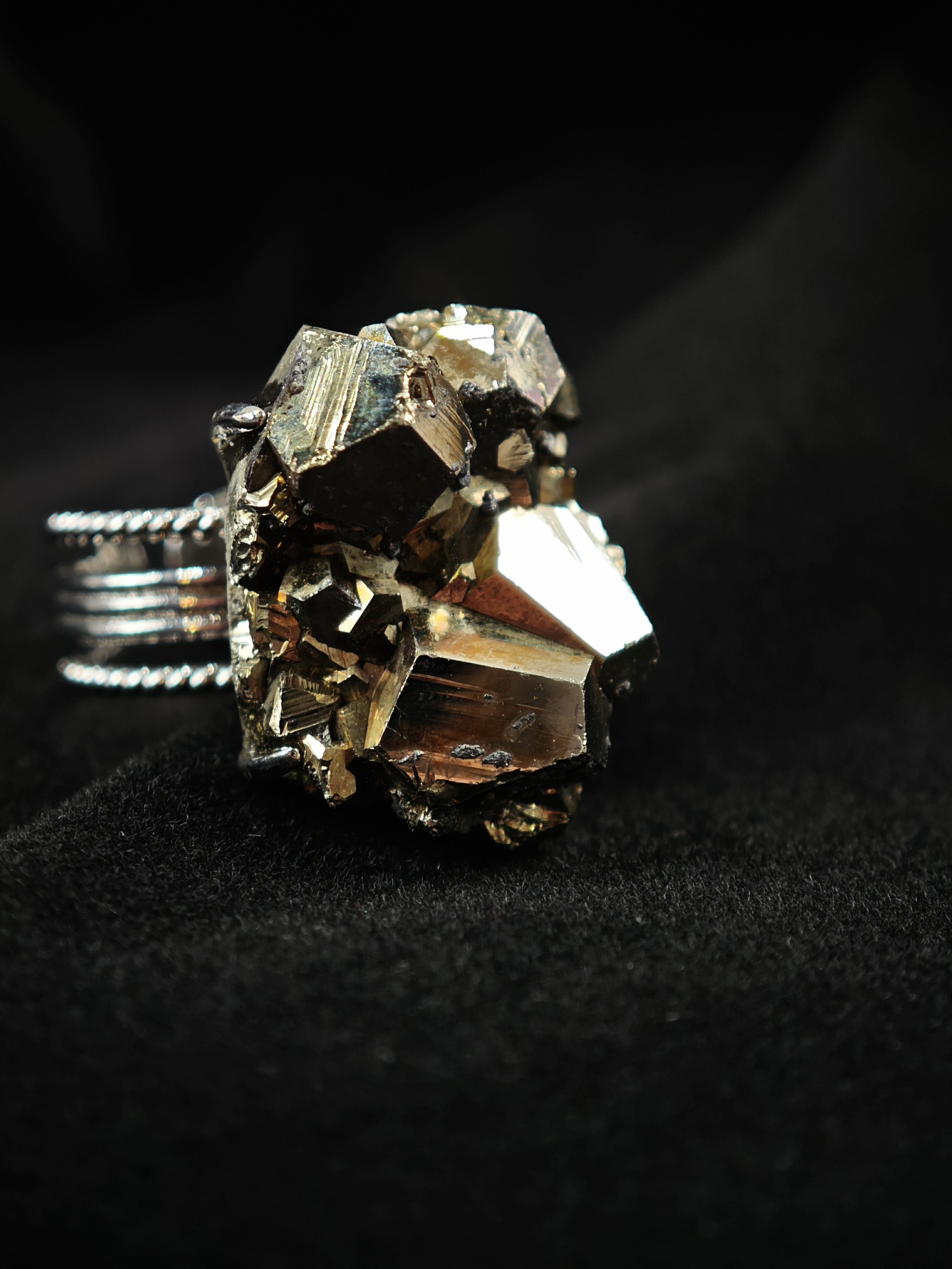 Chalcopyrite Adjustable Ring - Natural Mineral - Solo Collection -043