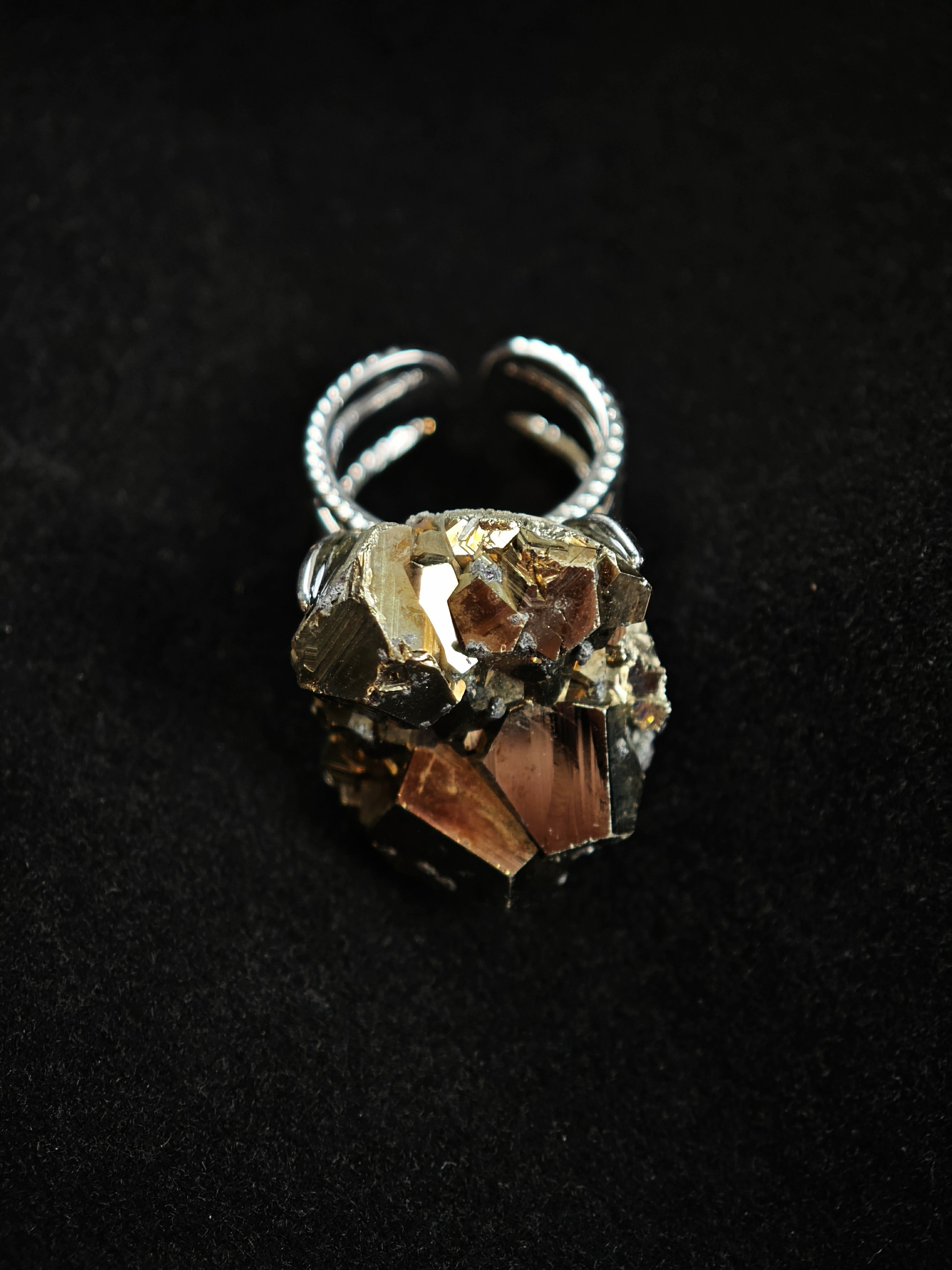 Chalcopyrite Adjustable Ring - Natural Mineral - Solo Collection -043