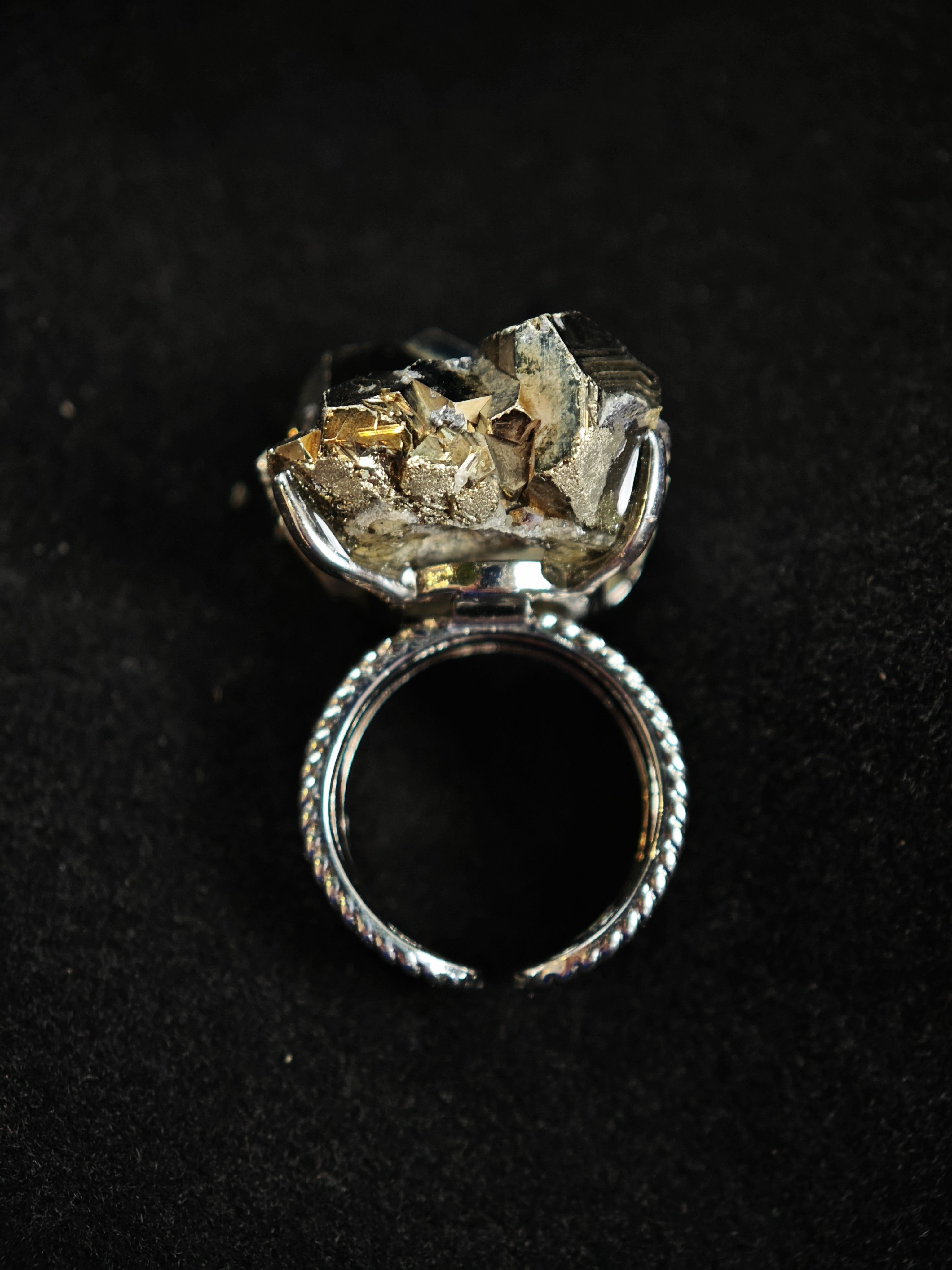 Chalcopyrite Adjustable Ring - Natural Mineral - Solo Collection -043