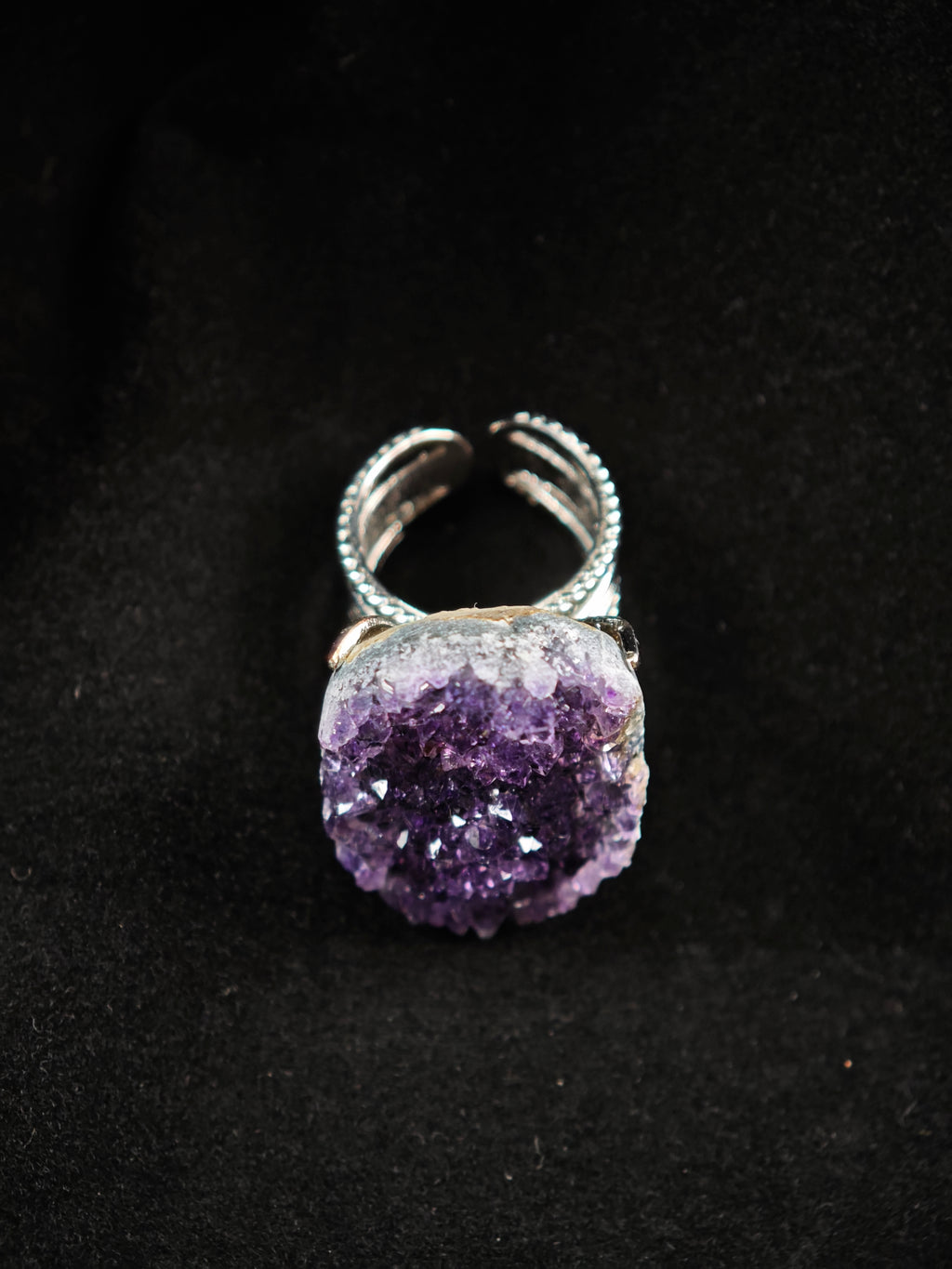 Amethyst Adjustable Ring - Natural Mineral - Solo Collection -060
