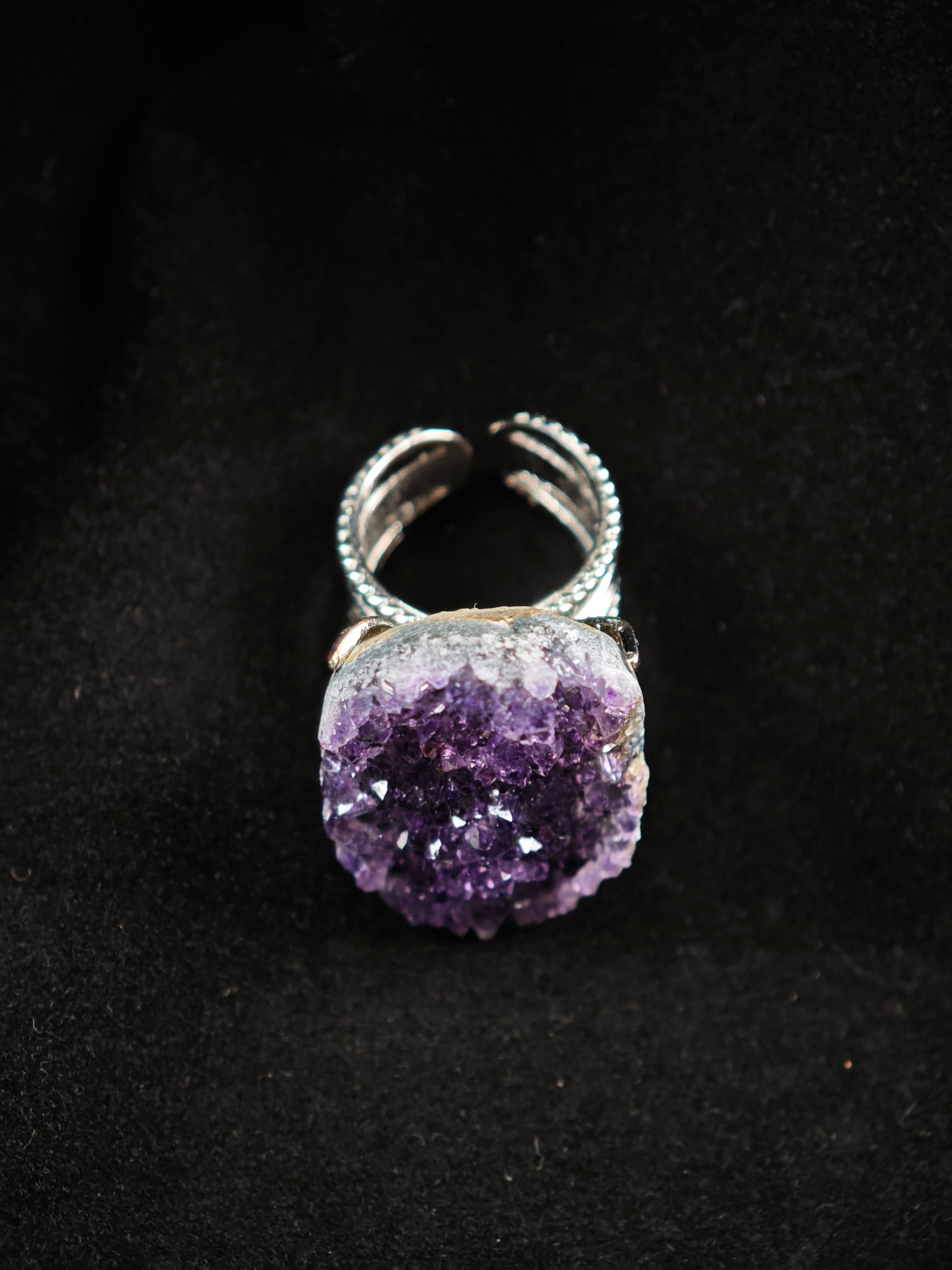 Amethyst Adjustable Ring - Natural Mineral - Solo Collection -060