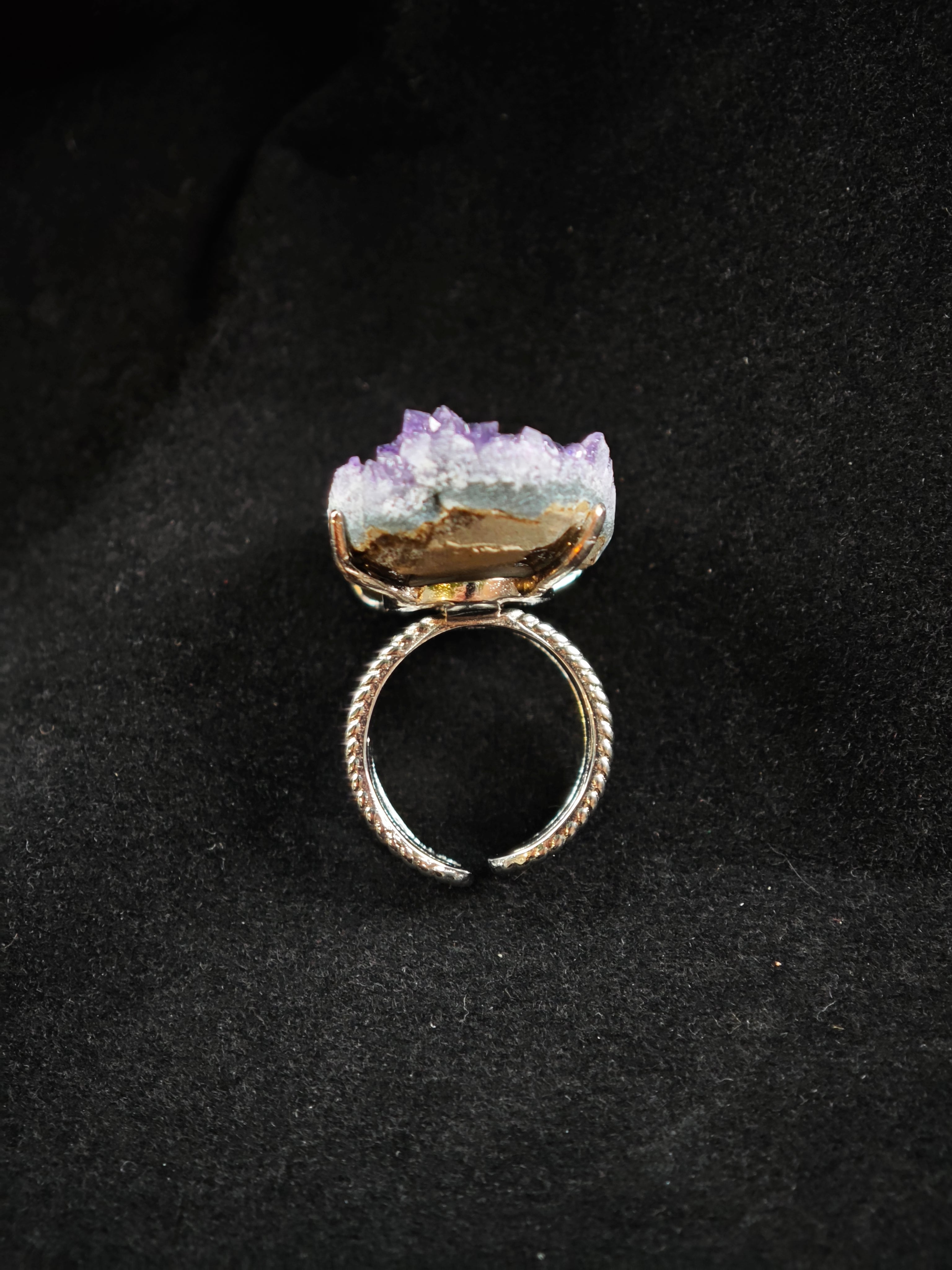 Amethyst Adjustable Ring - Natural Mineral - Solo Collection -060