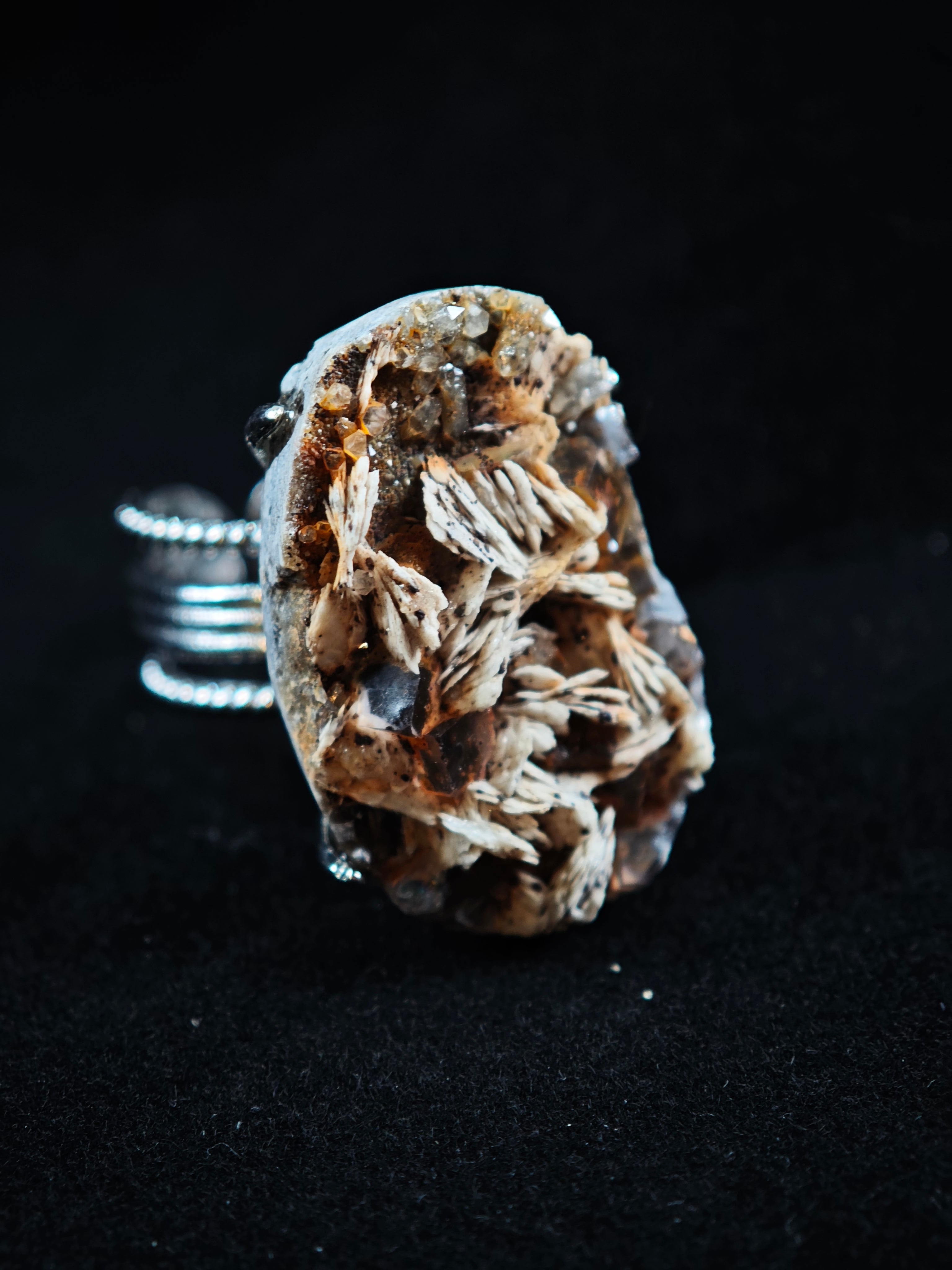 Barite Adjustable Ring - Natural Mineral - Solo Collection -063