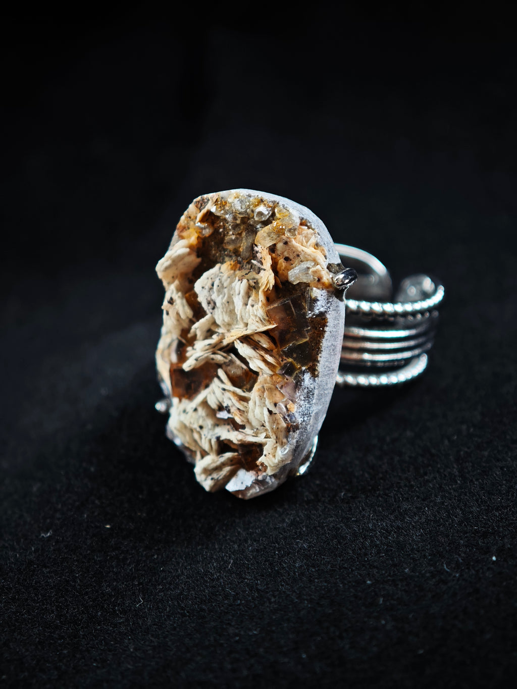 Barite Adjustable Ring - Natural Mineral - Solo Collection -063