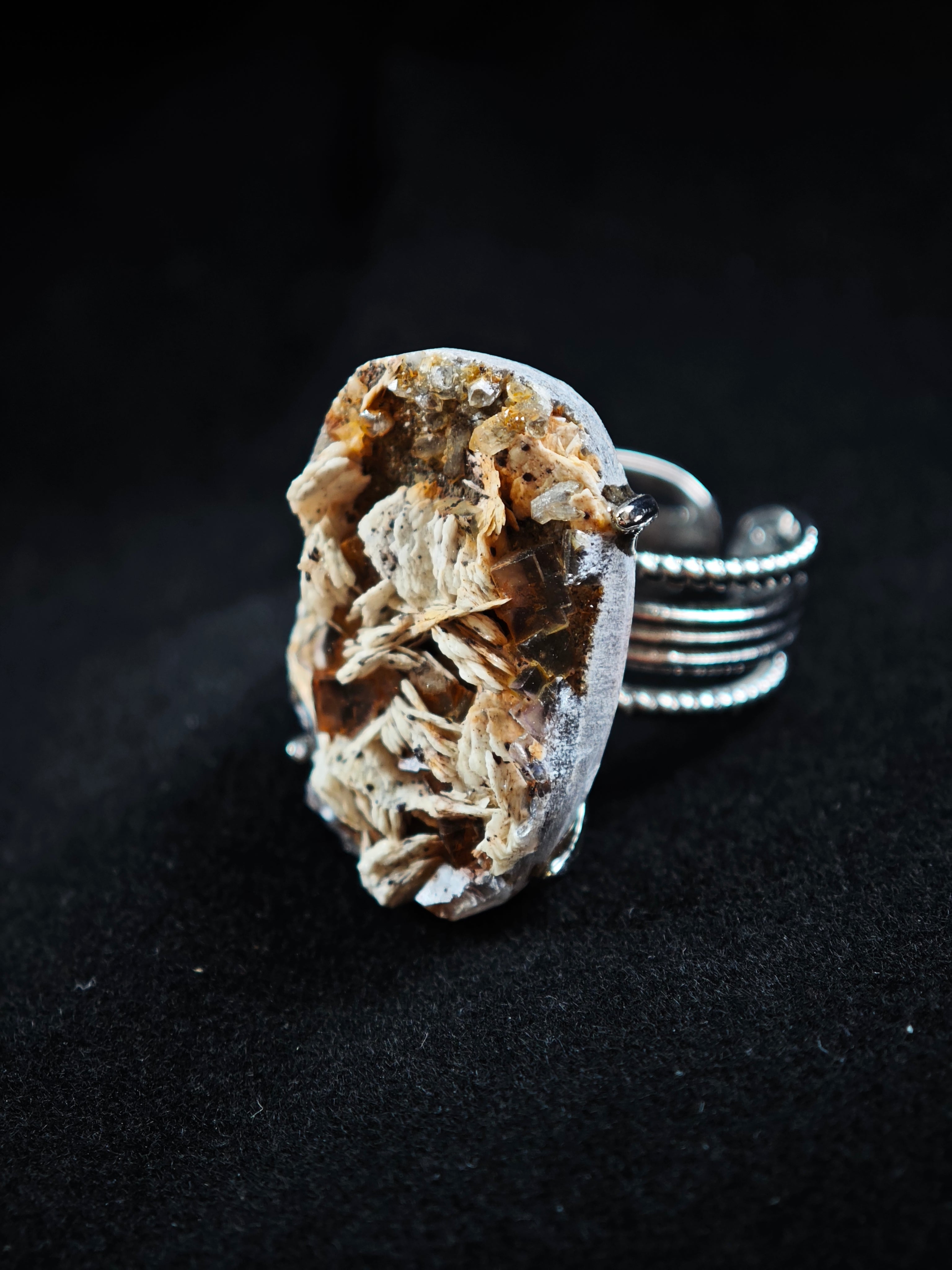 Barite Adjustable Ring - Natural Mineral - Solo Collection -063