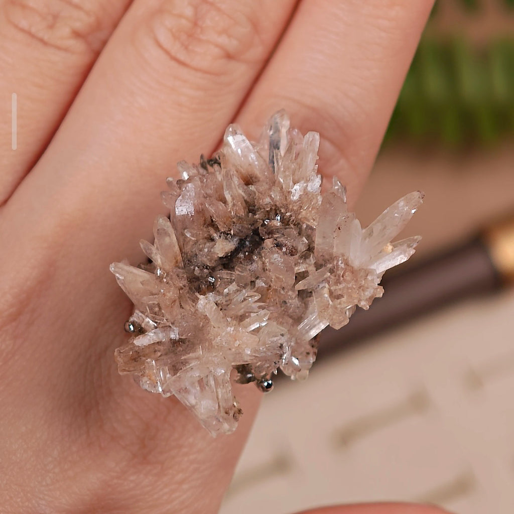 Raw Creedite Adjustable Ring – Natural Mineral Stone Ring, Handmade One of a Kind Jewelry-008