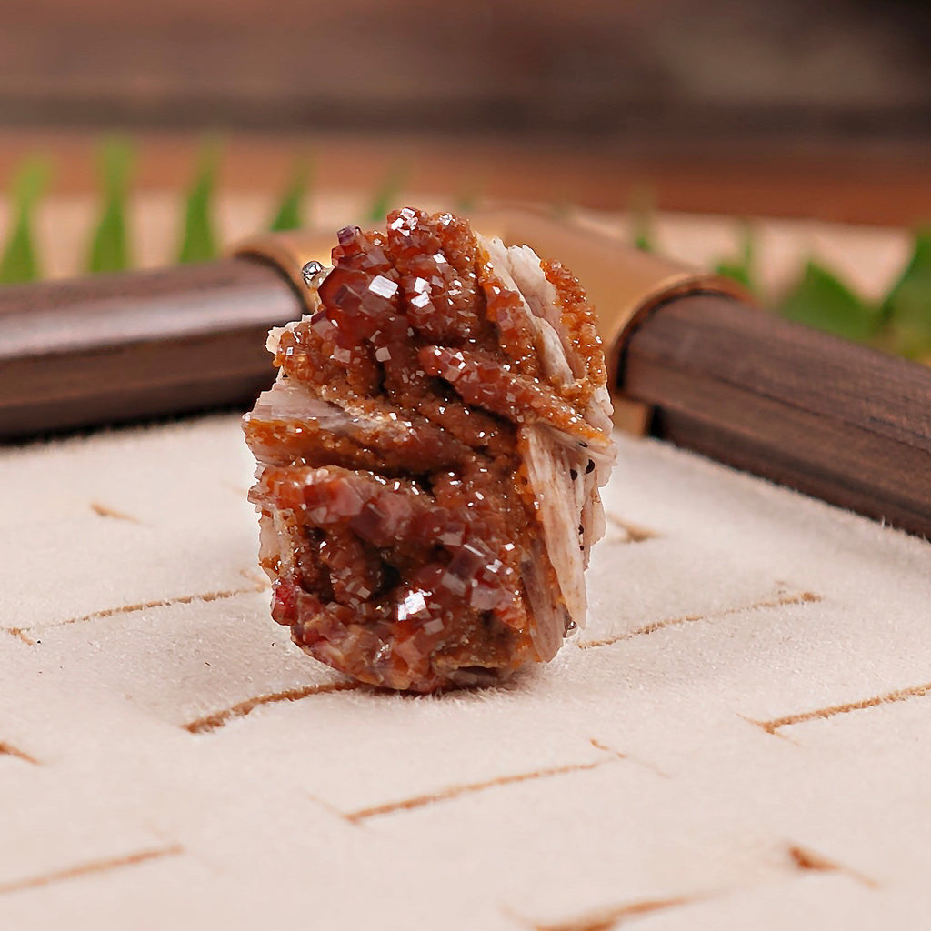 Raw Vanadinite Adjustable Ring – Natural Mineral Stone Ring, Handmade One of a Kind Jewelry-011