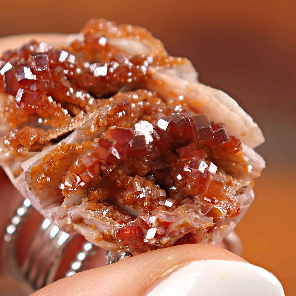 Raw Vanadinite Adjustable Ring – Natural Mineral Stone Ring, Handmade One of a Kind Jewelry-011