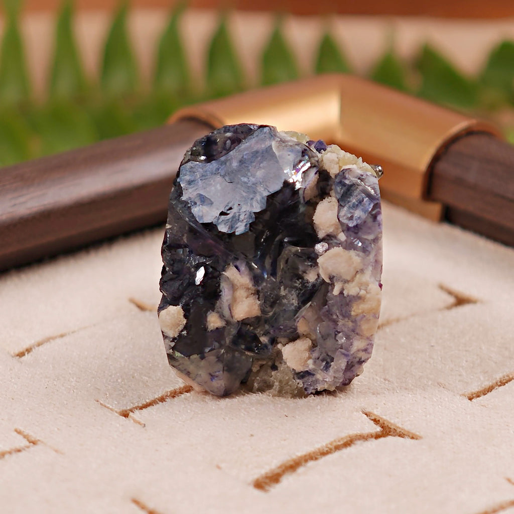 Raw Phantom Fluorite Adjustable Ring – Natural Mineral Stone Ring, Handmade One of a Kind Jewelry-012