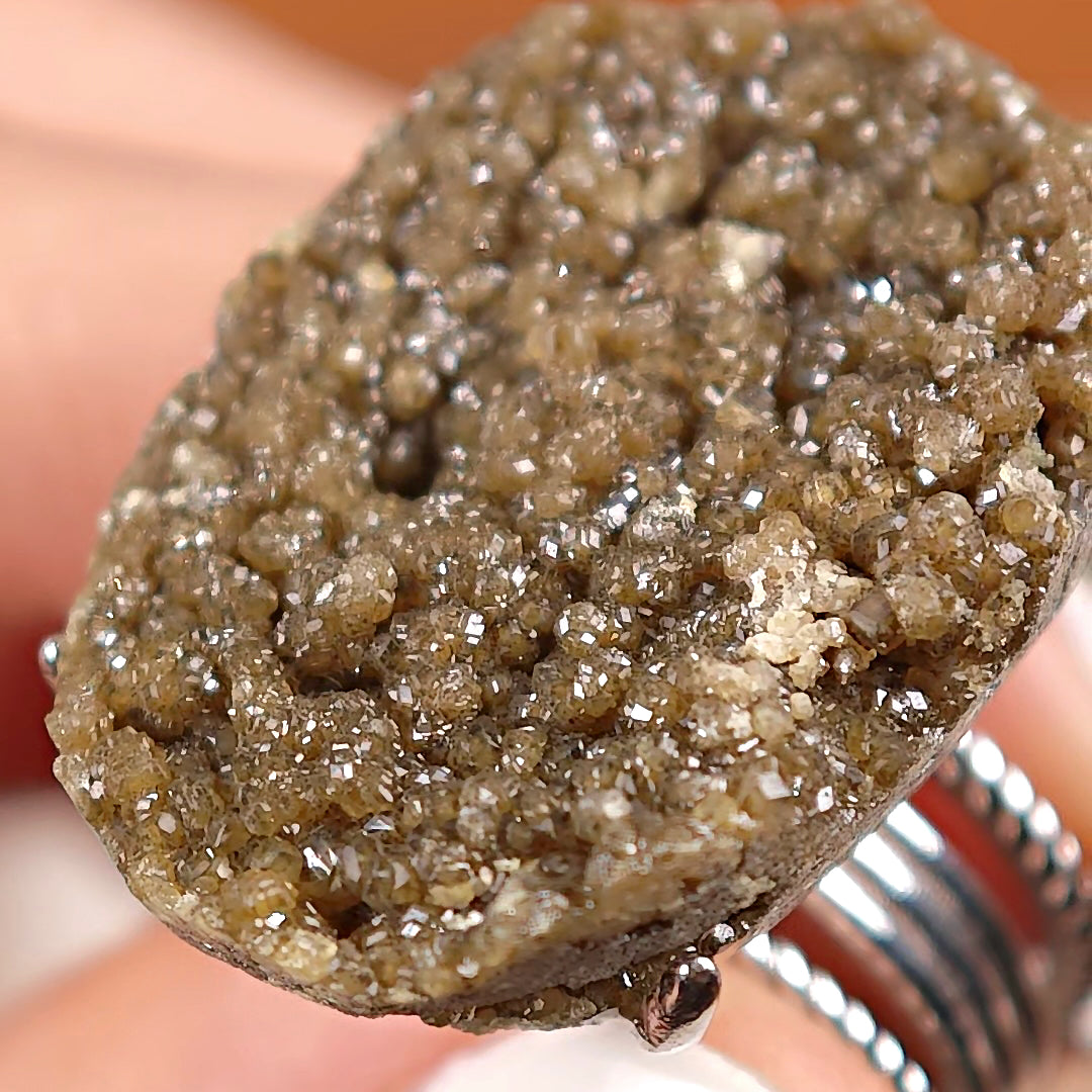 Raw Andradite Adjustable Ring – Natural Mineral Stone Ring, Handmade One of a Kind Jewelry-023