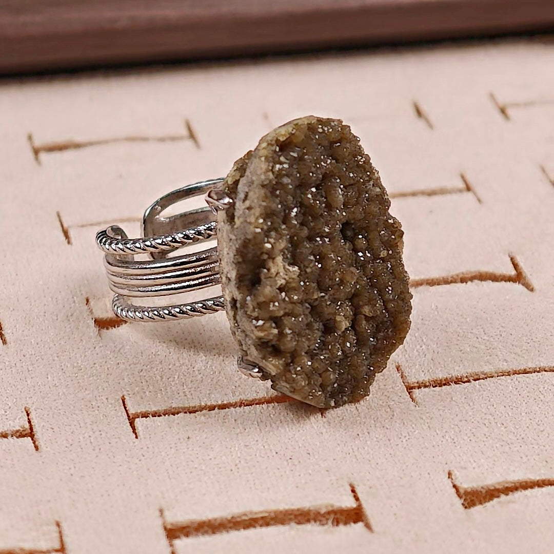 Raw Andradite Adjustable Ring – Natural Mineral Stone Ring, Handmade One of a Kind Jewelry-023
